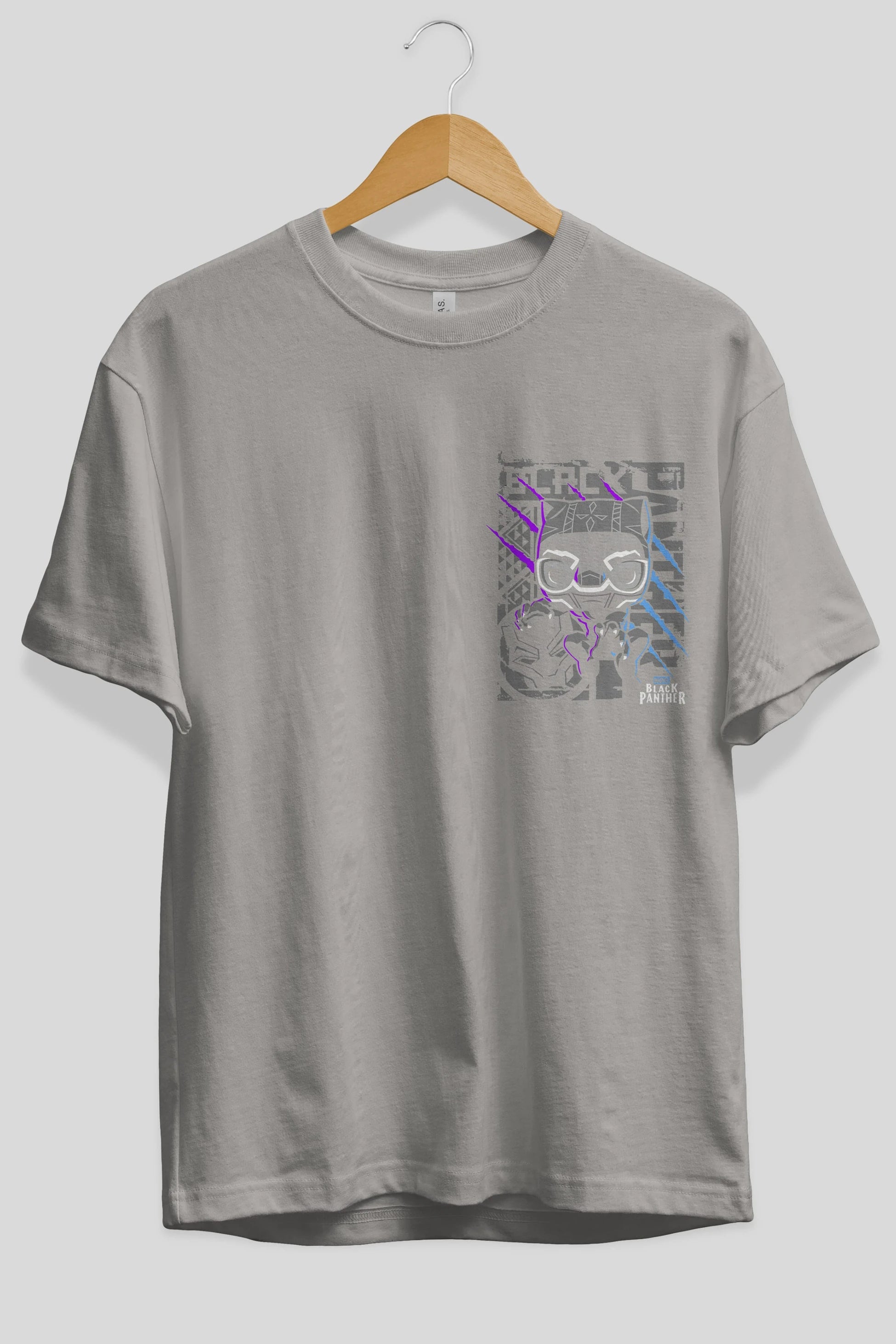 Black Panther Ön Sol Baskılı Oversize t-shirt Erkek Kadın Unisex %100 Pamuk Bisiklet Yaka tişort