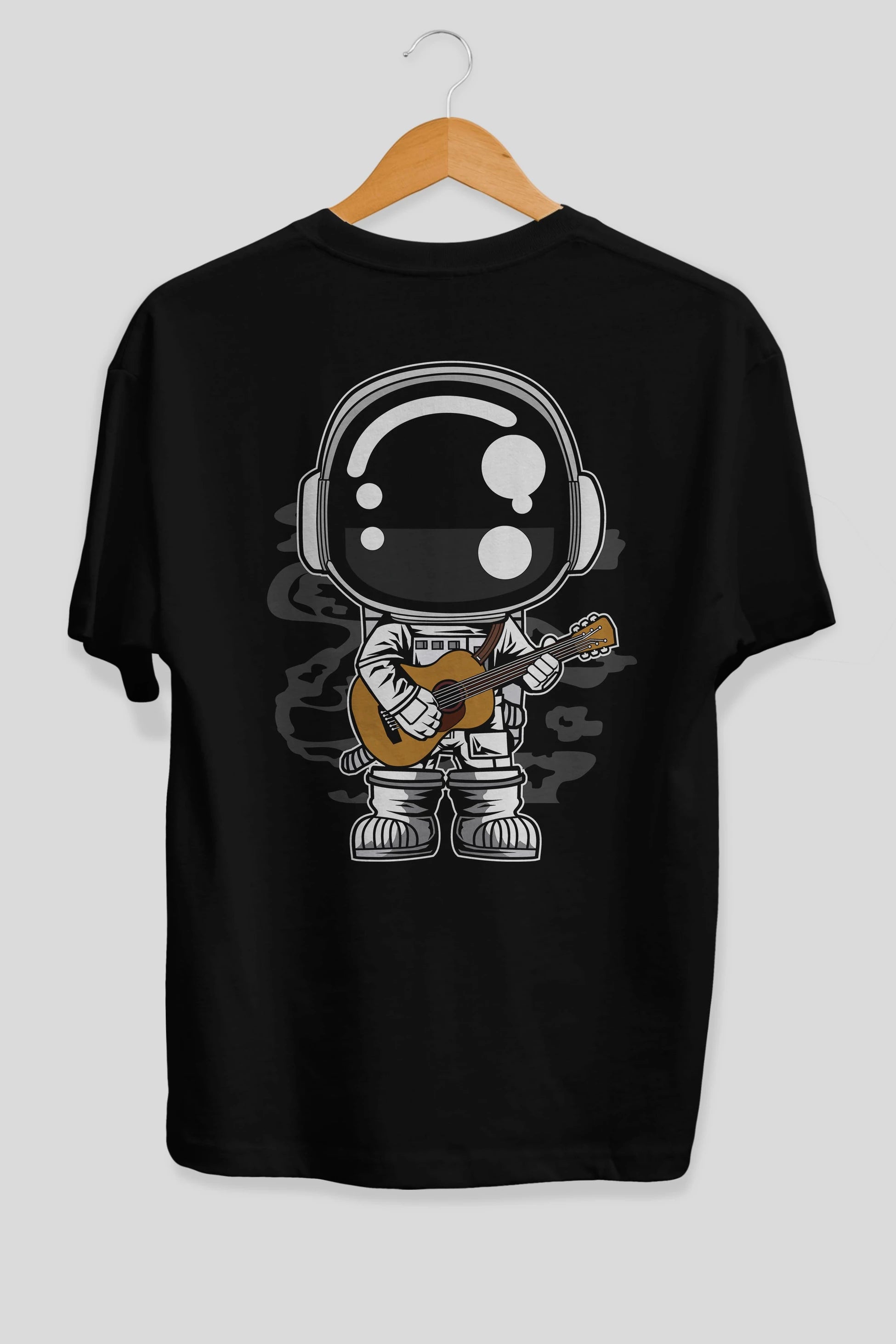 Astronaut Acoustic Guitar Arka Baskılı Oversize t-shirt Erkek Kadın Unisex