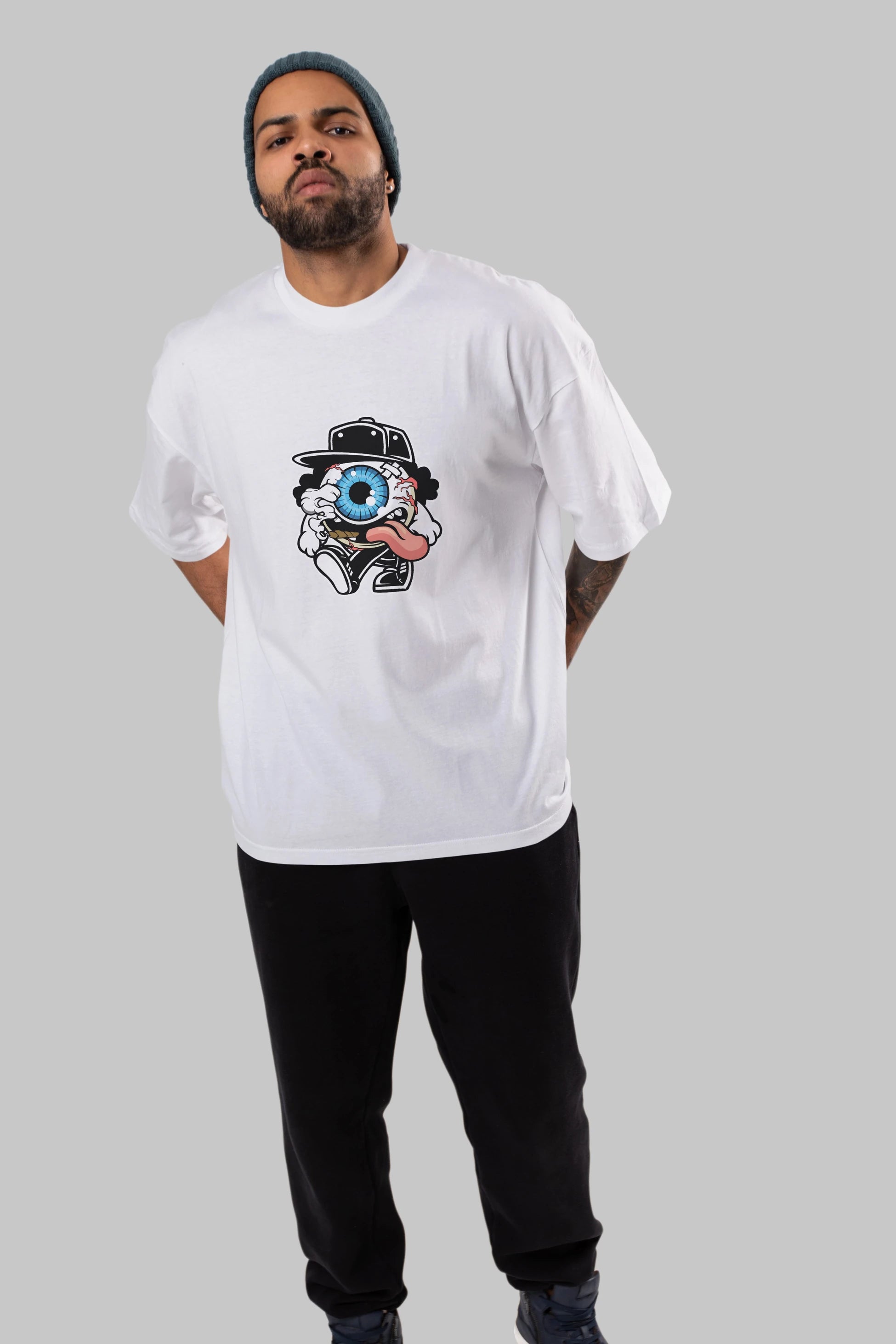 Eyeball Ön Baskılı Oversize t-shirt Erkek Kadın Unisex %100 Pamuk tişort