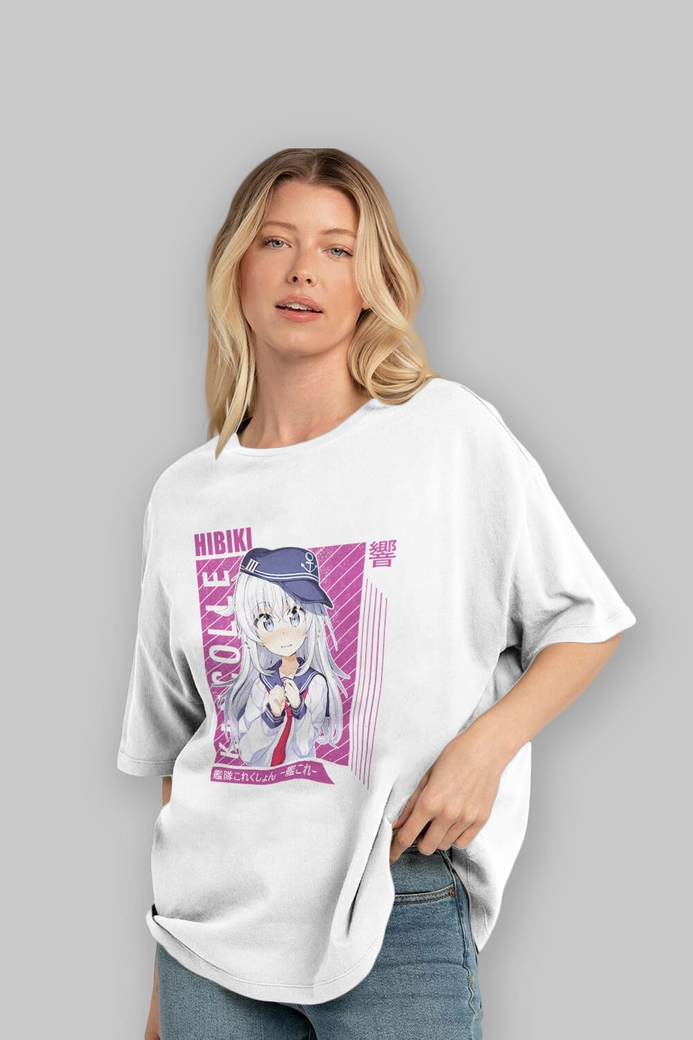 Hibiki 4 Anime Ön Baskılı Oversize t-shirt %100 pamuk Erkek Kadın Unisex