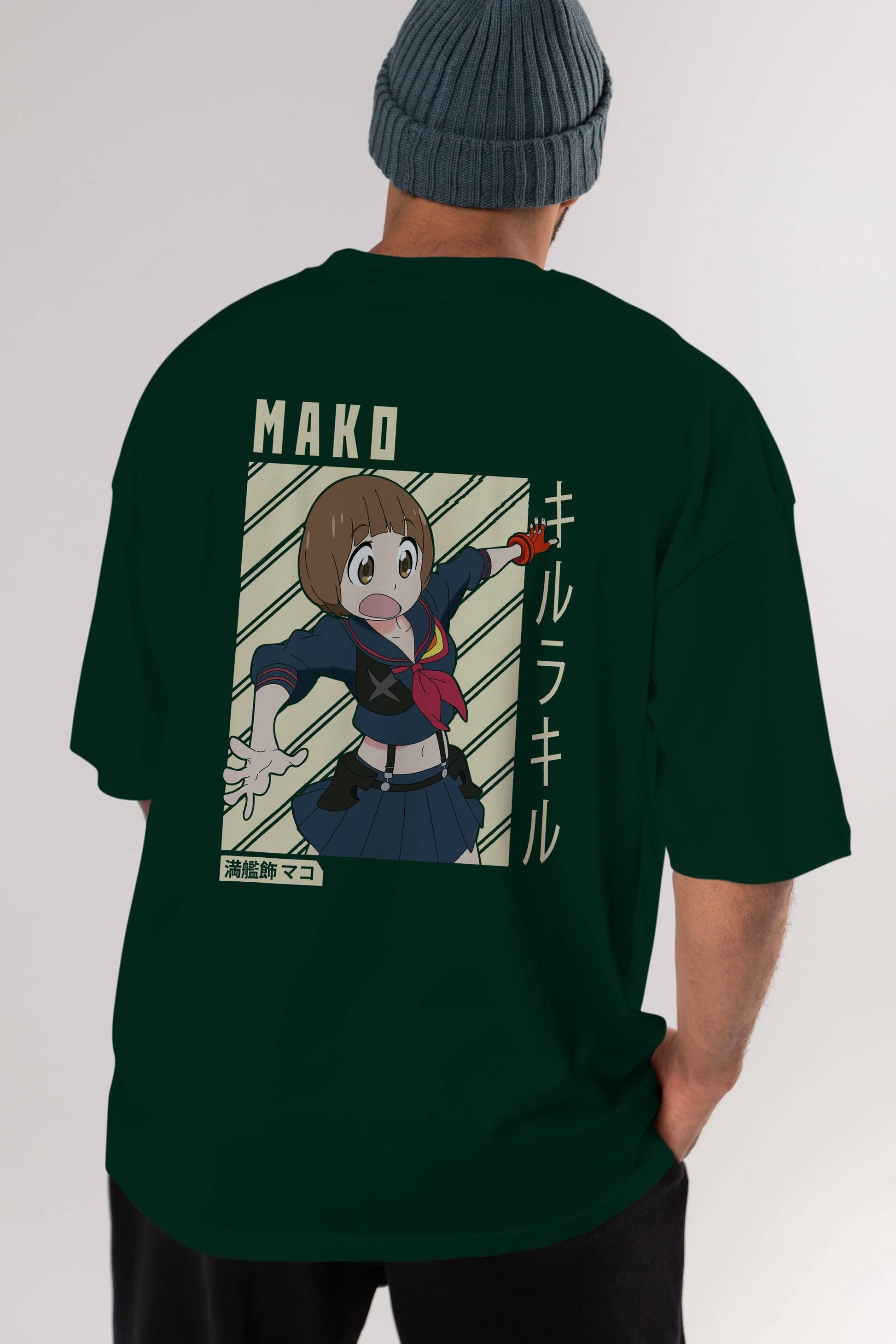 Mako Mankanshoku 1 Anime Arka Baskılı Oversize t-shirt Erkek Kadın Unisex