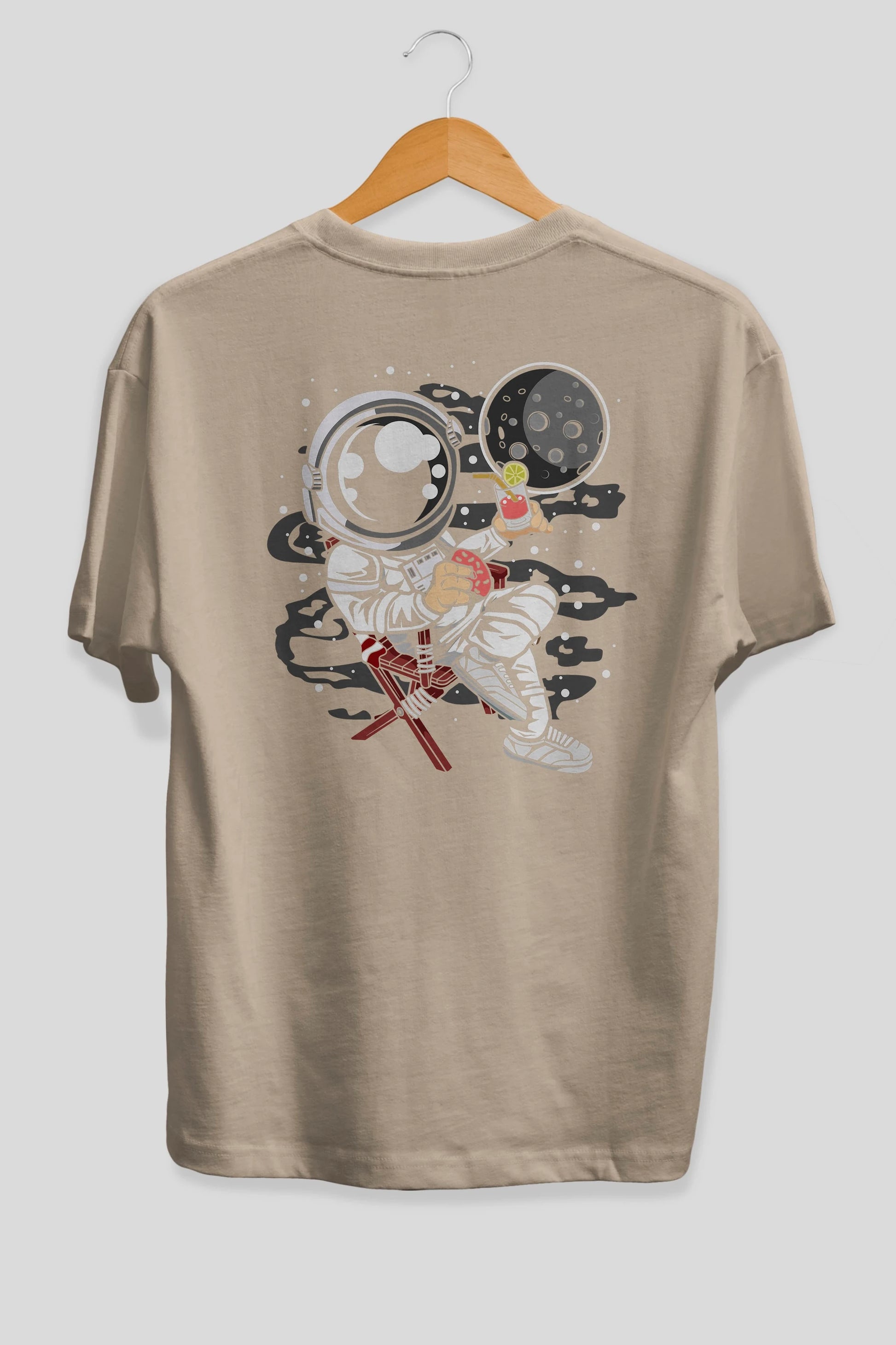 Holiday Astronaut Arka Baskılı Oversize t-shirt Erkek Kadın Unisex