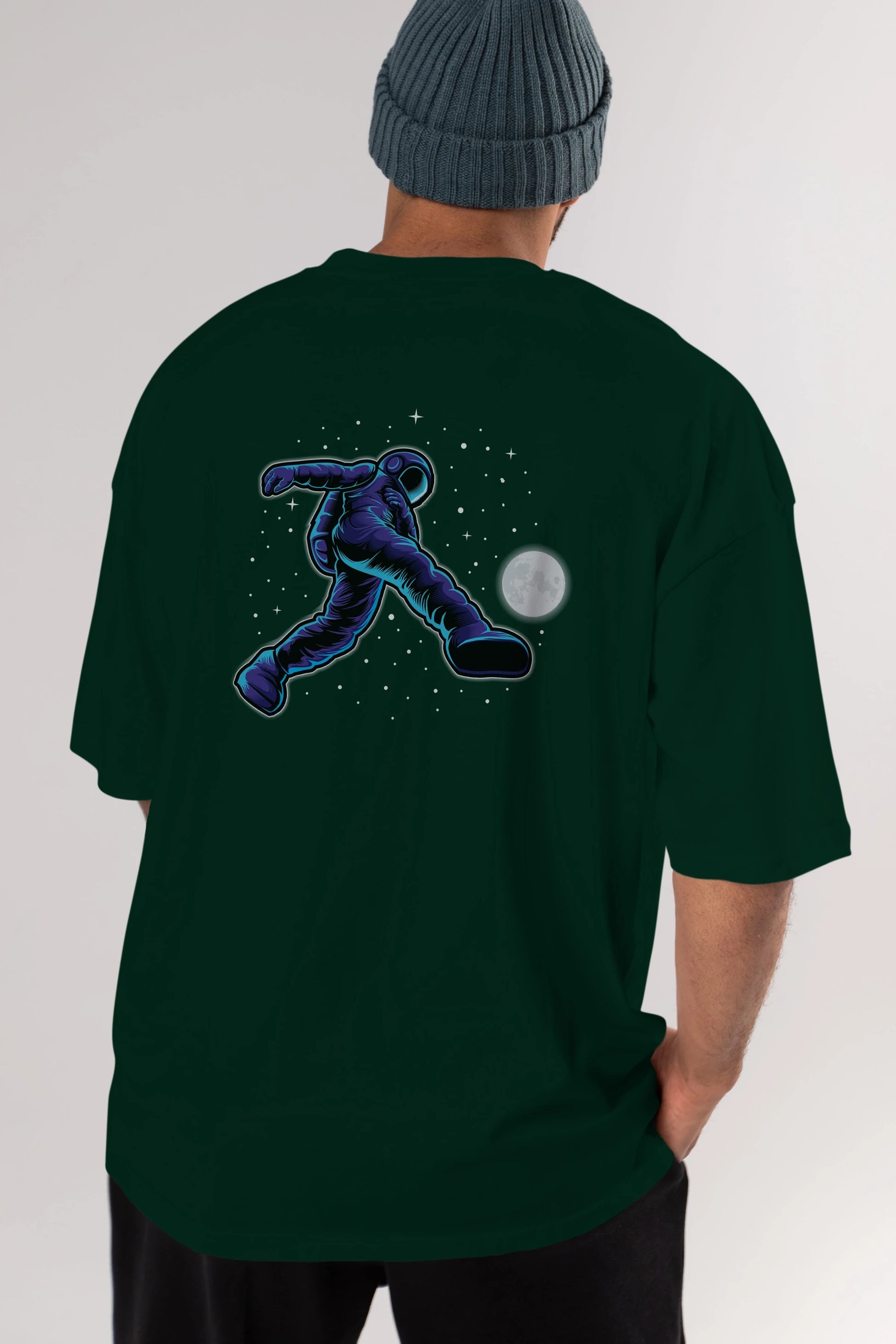 Astroball in Space Arka Baskılı Oversize t-shirt Erkek Kadın Unisex