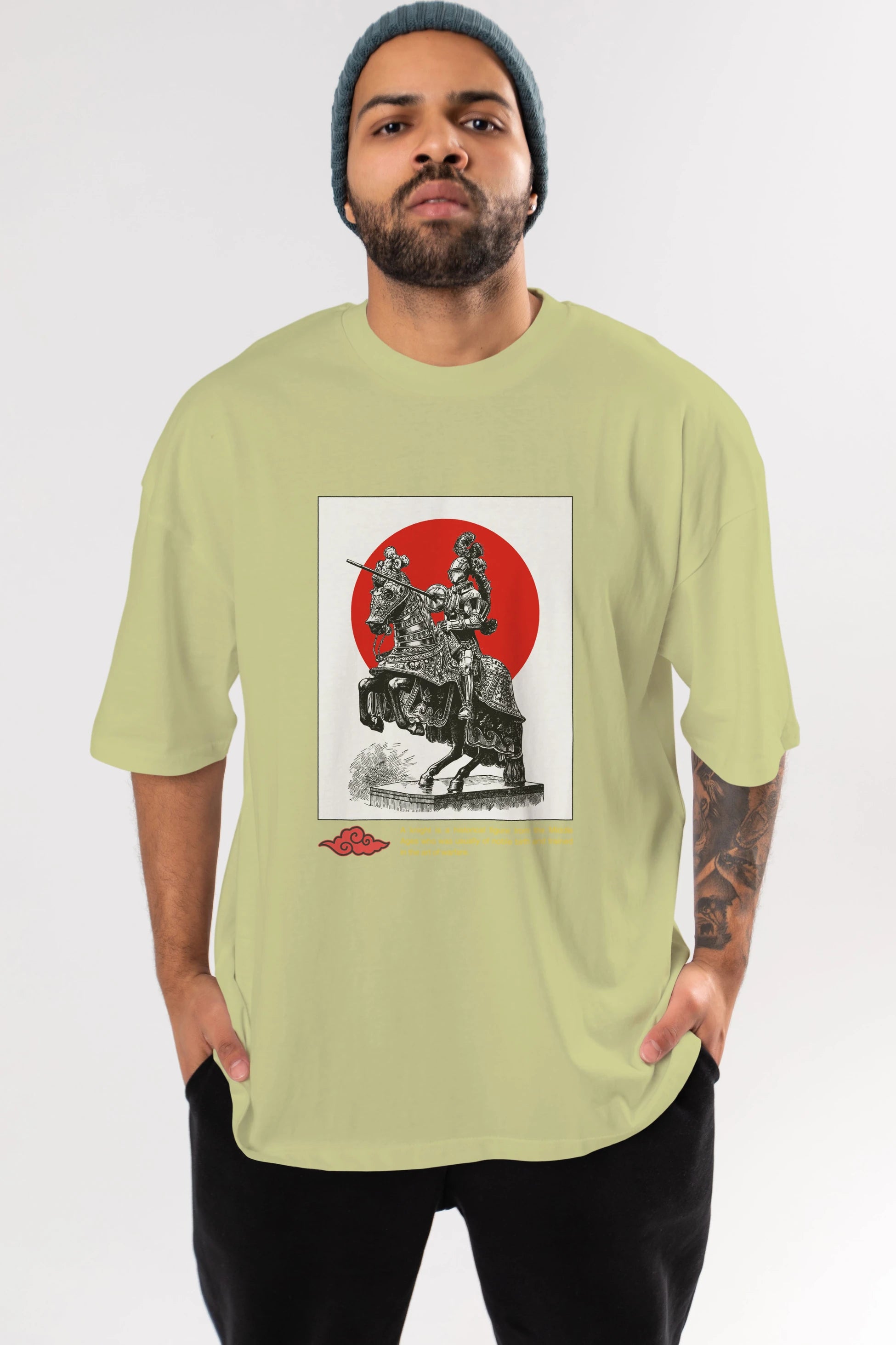 Japan Streetwear 2 Ön Baskılı Oversize t-shirt Erkek Kadın Unisex