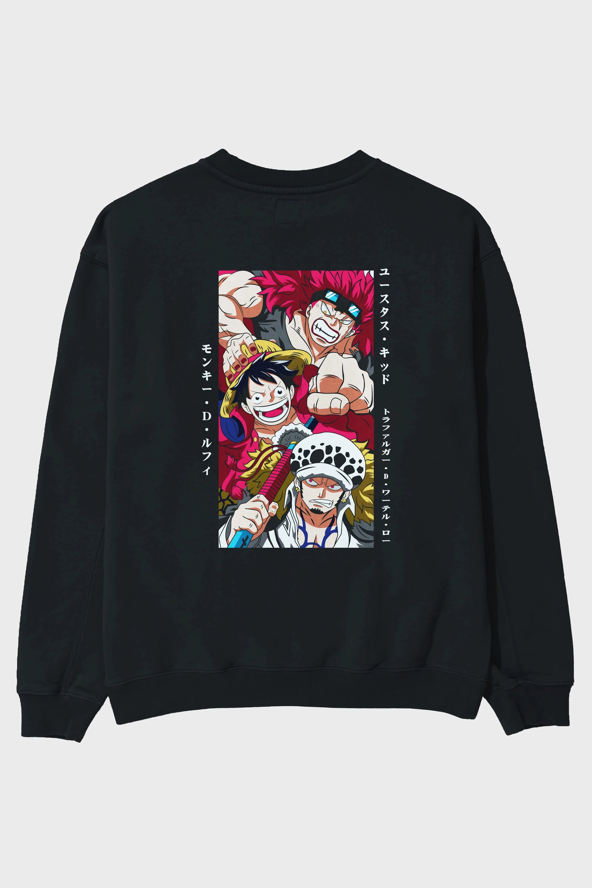 SUPER NOVAS one piece Anime Arka Baskılı Oversize Sweatshirt Erkek Kadın Unisex