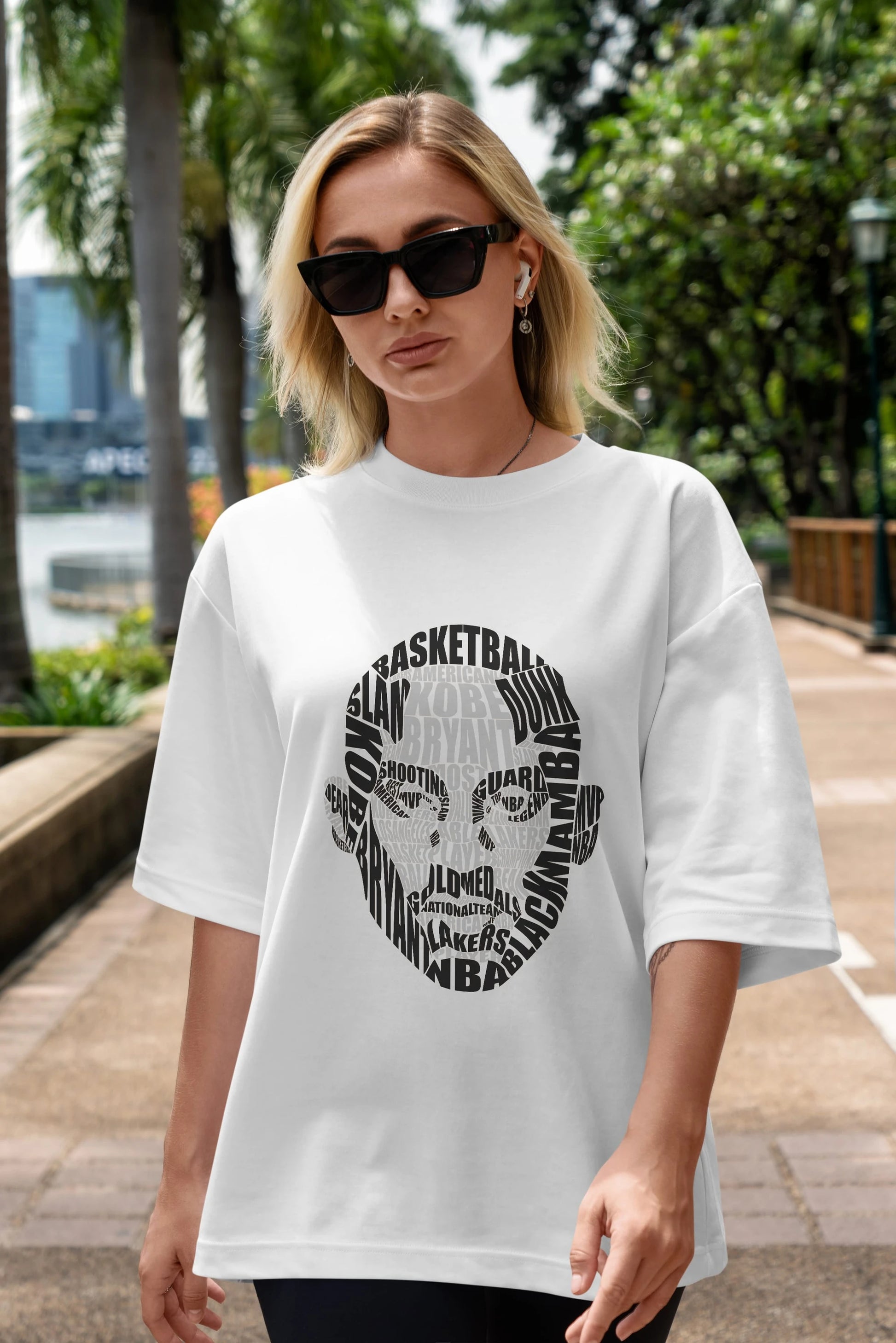 Kobe Bryan Calligram Ön Baskılı Oversize t-shirt %100 pamuk Erkek Kadın Unisex