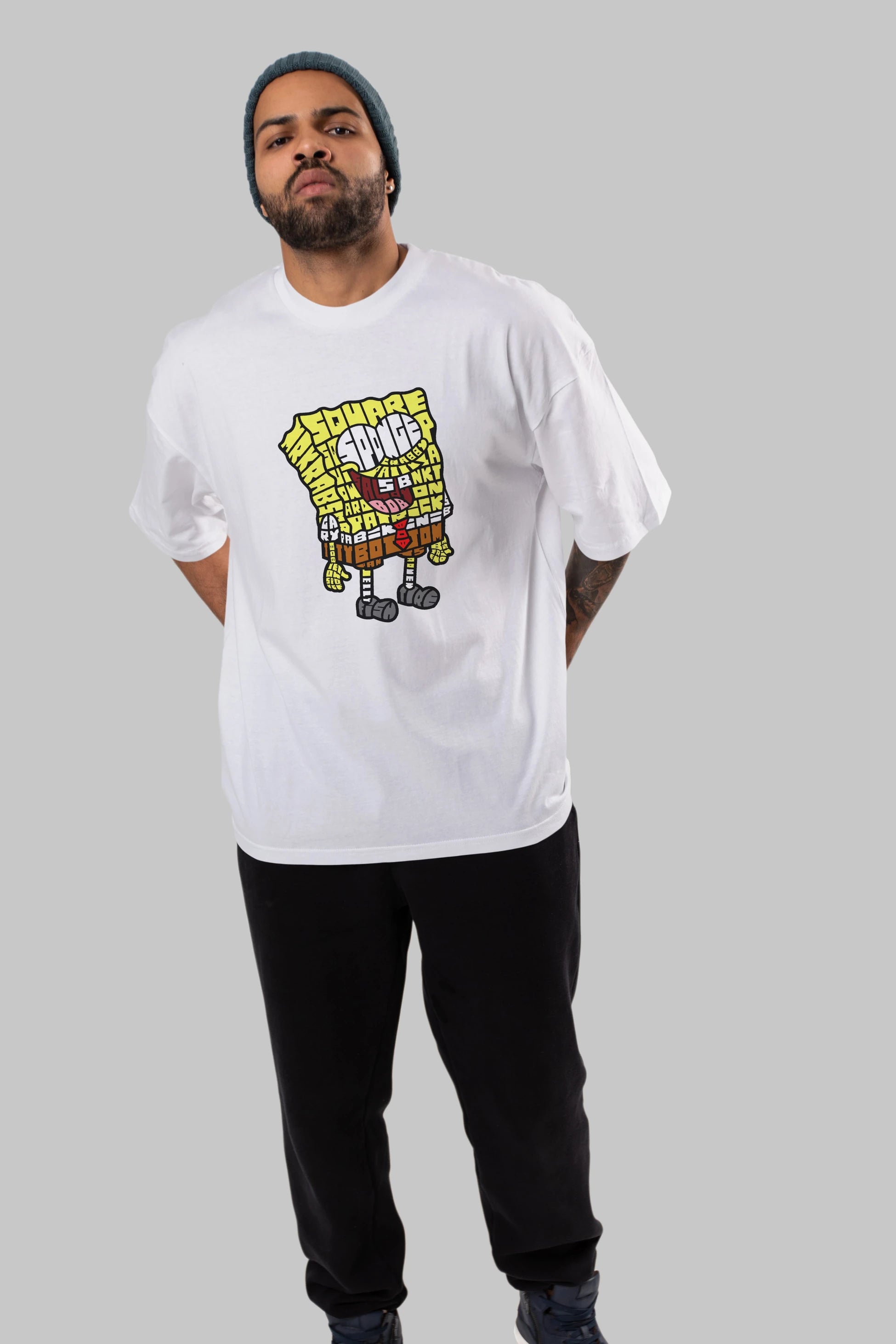 Yellow Sponge Ön Baskılı Oversize t-shirt %100 pamuk Erkek Kadın Unisex