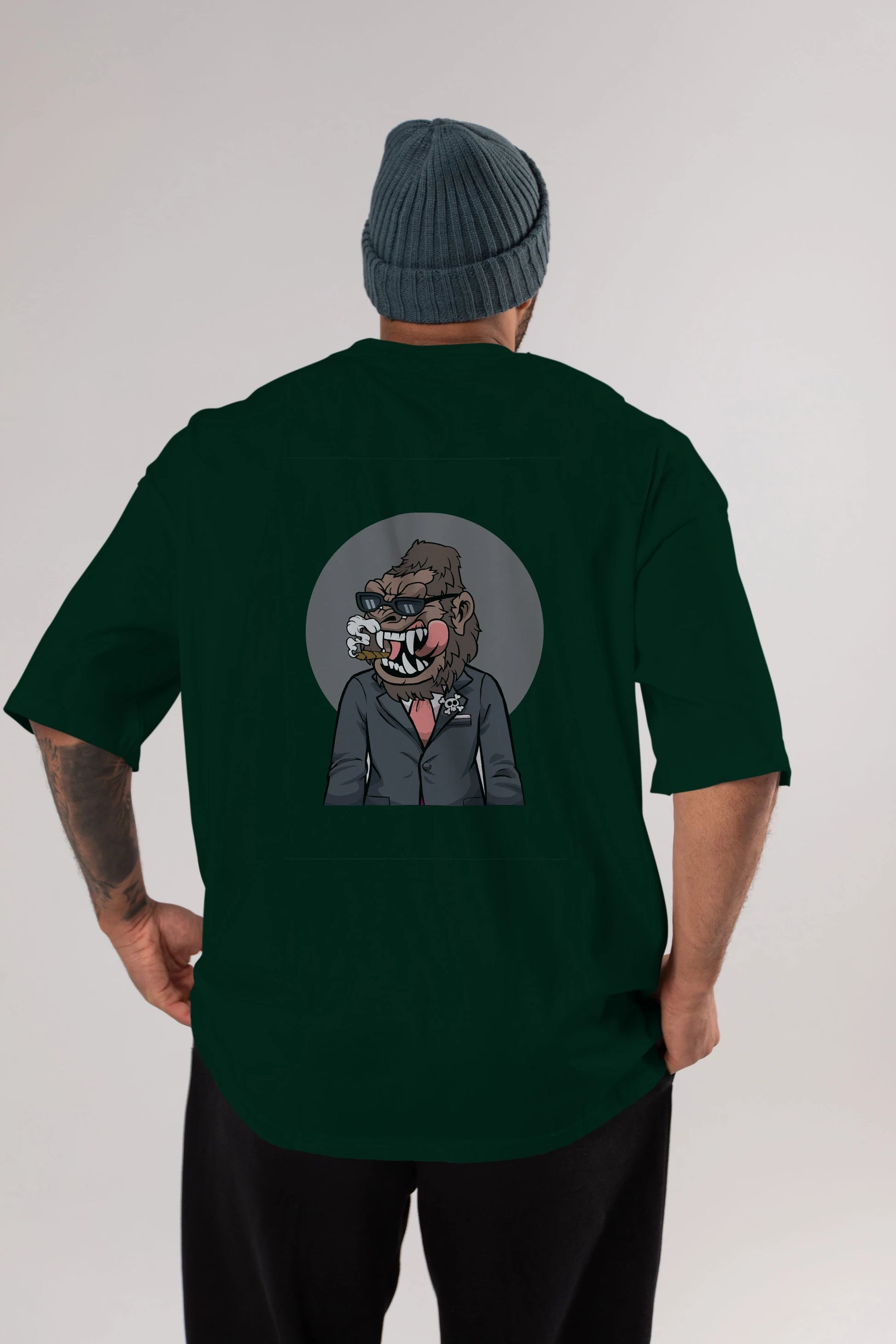 Monkey Suits Arka Baskılı Oversize t-shirt Erkek Kadın Unisex %100 Pamuk tişort