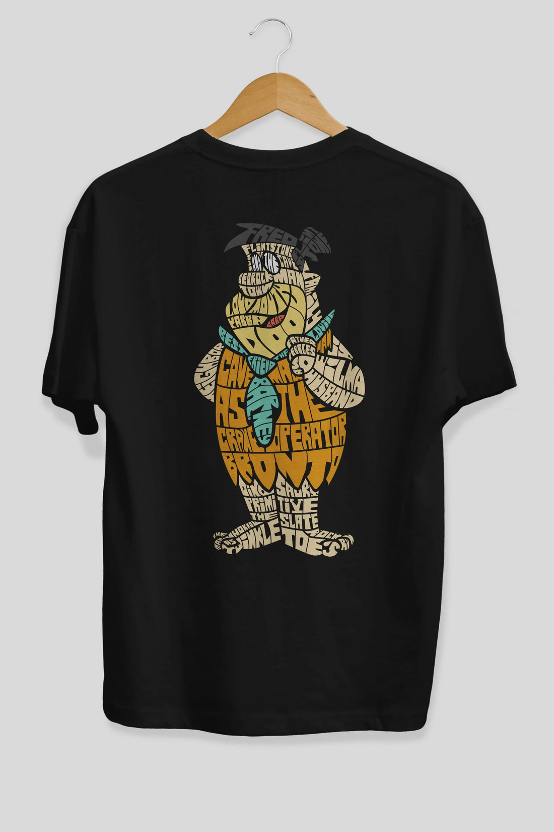 Fred Flintstone Arka Baskılı Oversize t-shirt %100 pamuk Erkek Kadın Unisex