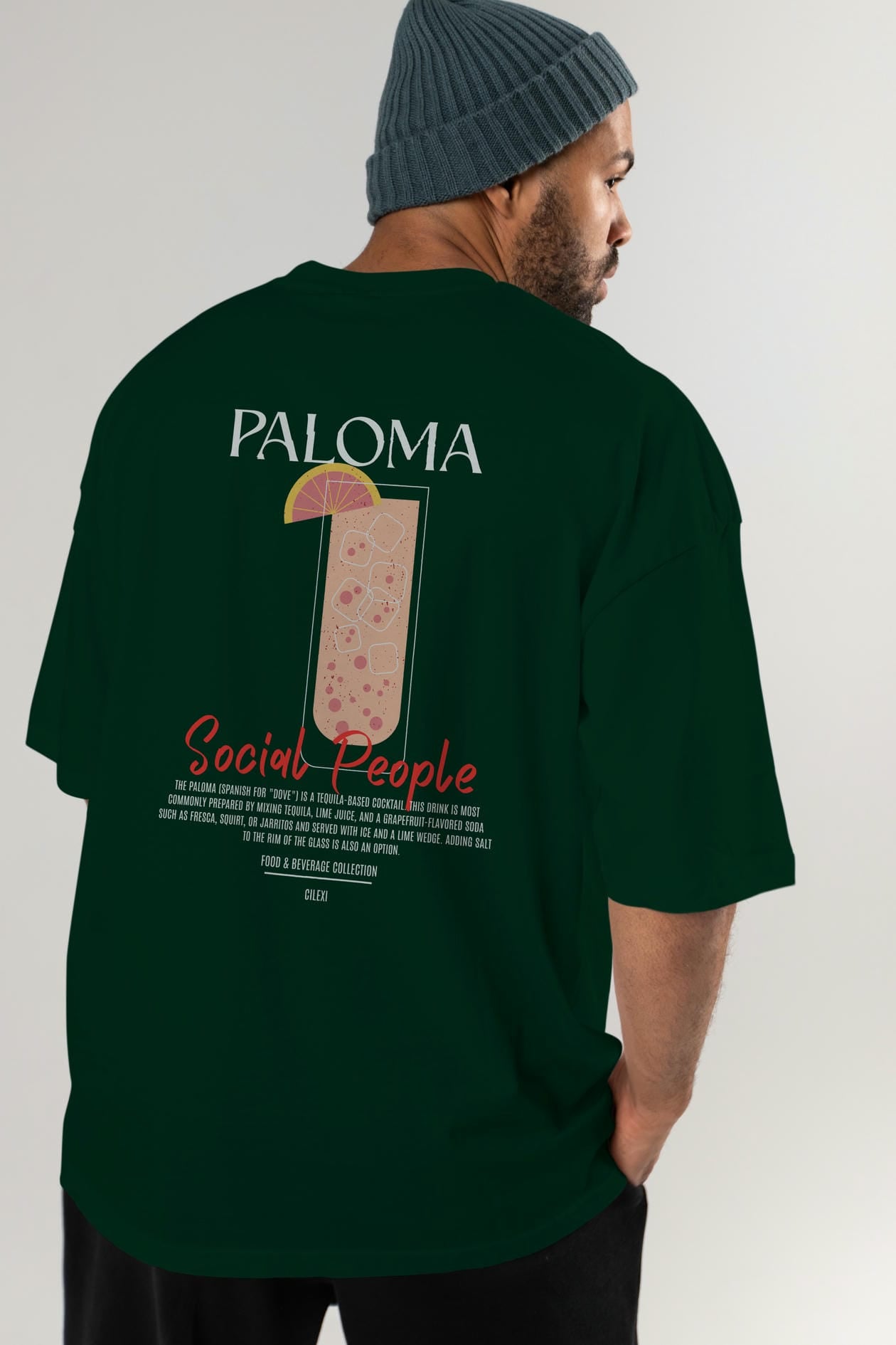 Paloma Kokteyl Serisi Baskılı Oversize t-shirt Erkek Kadın Unisex %100 Pamuk Bisiklet Yaka tişort