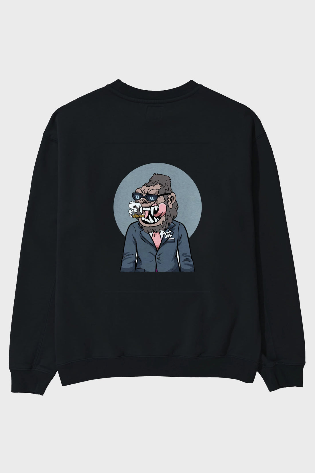 Monkey Suits Arka Baskılı Oversize Sweatshirt Erkek Kadın Unisex