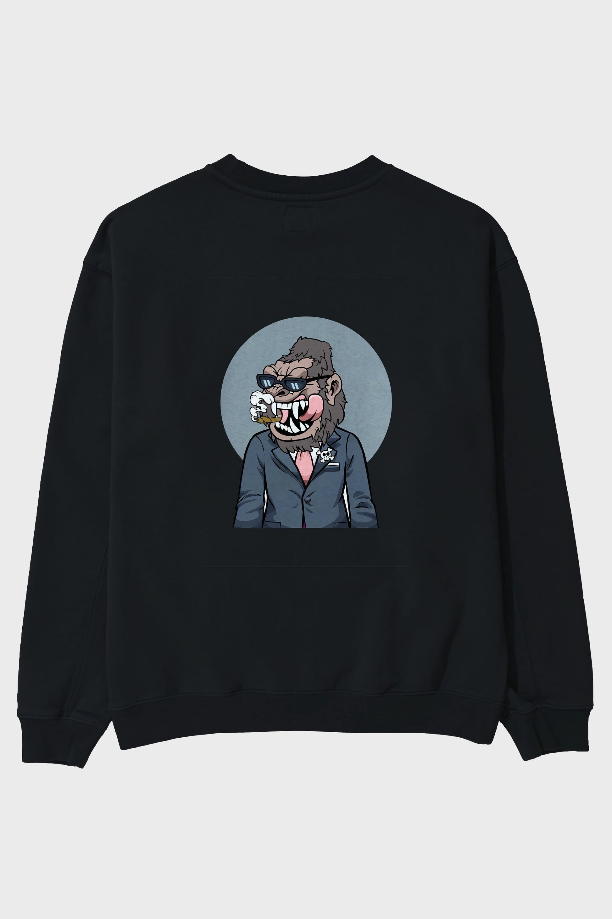 Monkey Suits Arka Baskılı Oversize Sweatshirt Erkek Kadın Unisex