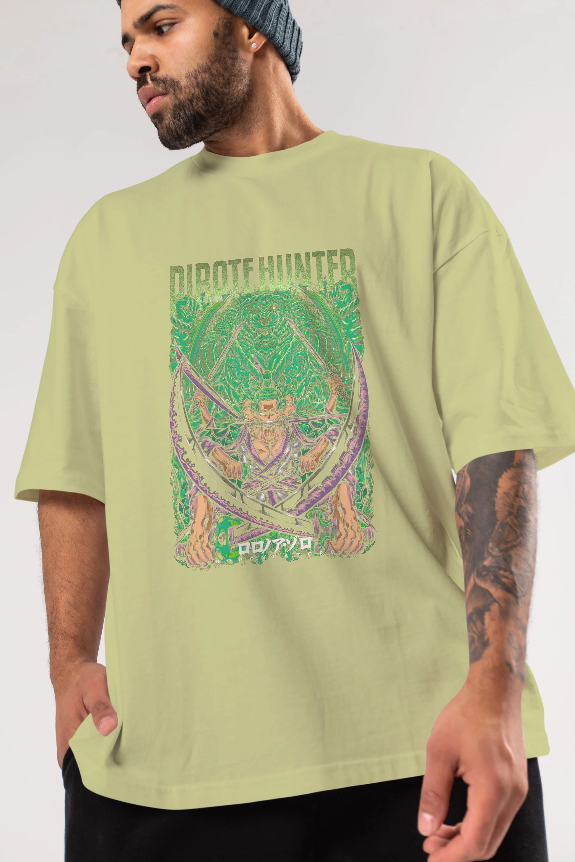 RORONOA ZORO 3 Anime Ön Baskılı Oversize t-shirt %100 pamuk Erkek Kadın Unisex