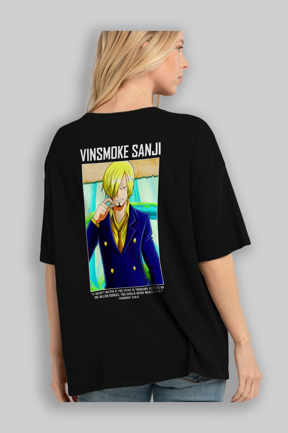Sanji 2 Anime Arka Baskılı Oversize t-shirt Erkek Kadın Unisex %100 pamuk tişort