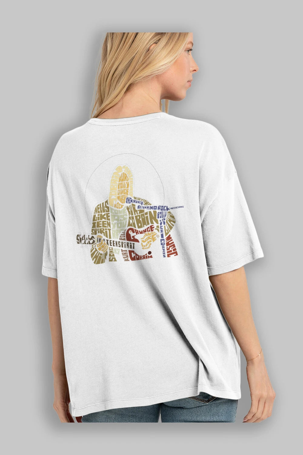 Kurt Cobain Arka Baskılı Oversize t-shirt %100 pamuk Erkek Kadın Unisex