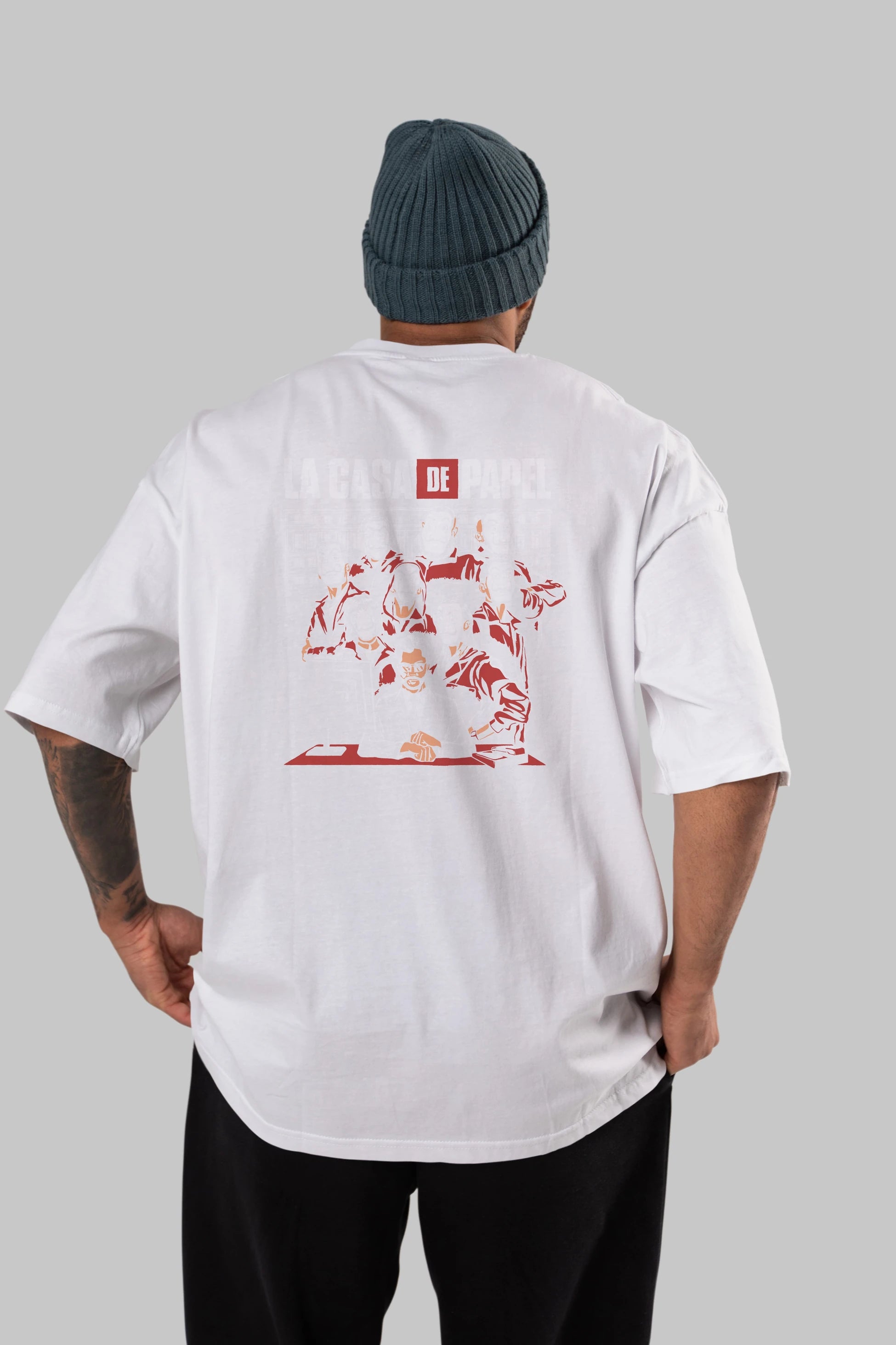 La Casa De Papel (5) Arka Baskılı Oversize t-shirt Erkek Kadın Unisex %100 Pamuk Bisiklet Yaka tişort
