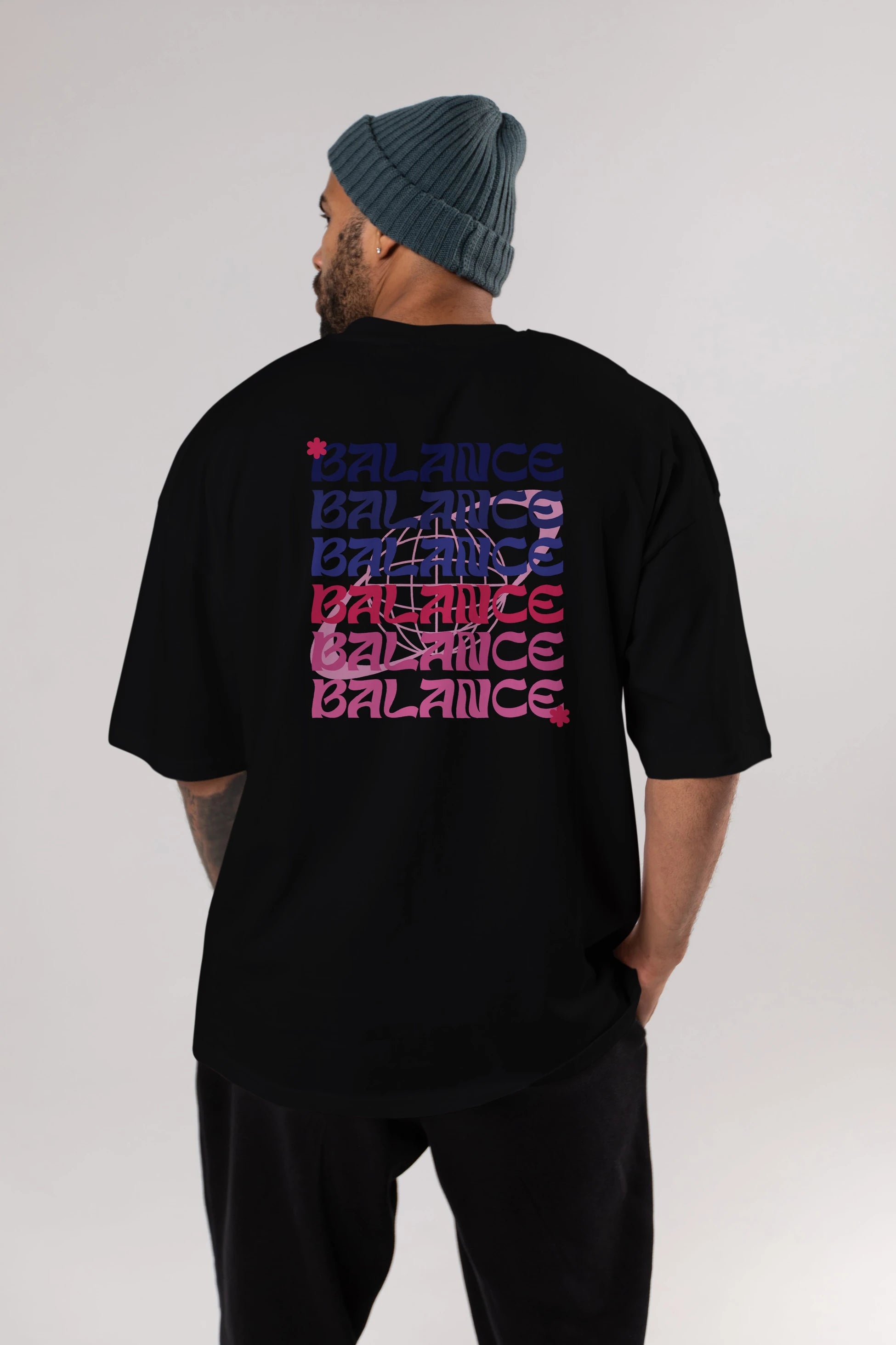 Balance Yazılı Arka Baskılı Oversize t-shirt Erkek Kadın Unisex