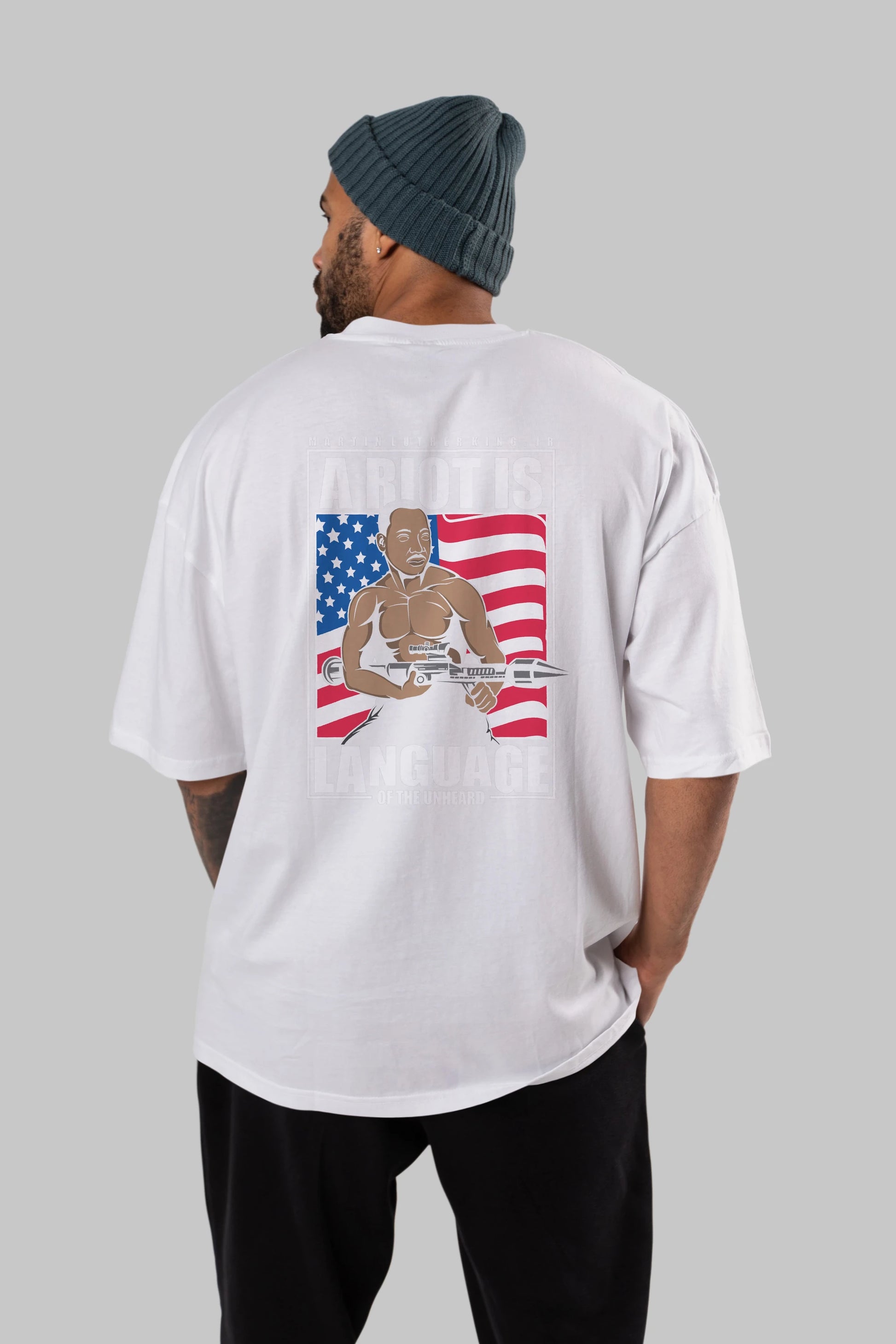 Luther King Jr Rambo Arka Baskılı Oversize t-shirt Erkek Kadın Unisex %100 Pamuk tişort