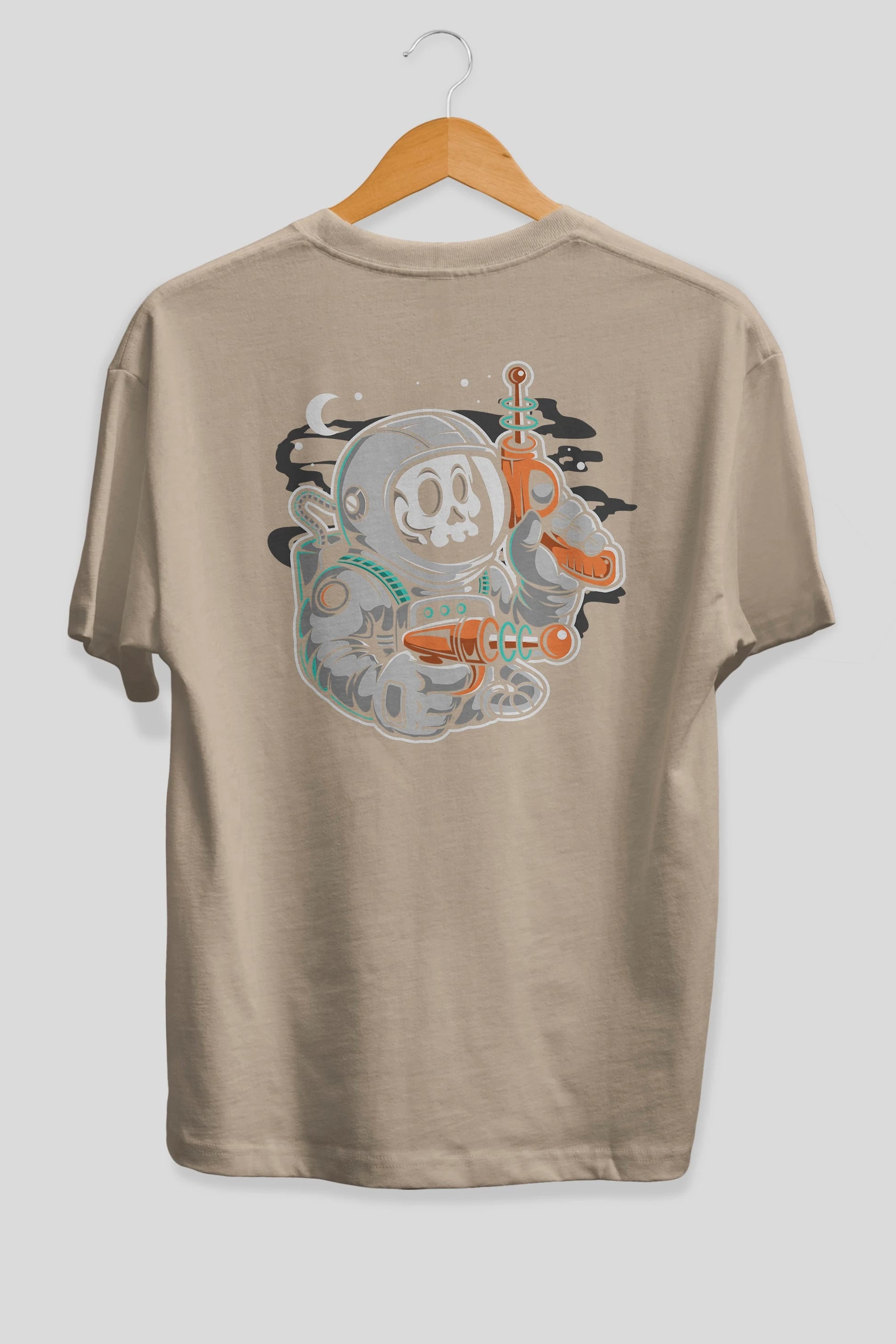 Astronaut Ray Gun Arka Baskılı Oversize t-shirt Erkek Kadın Unisex
