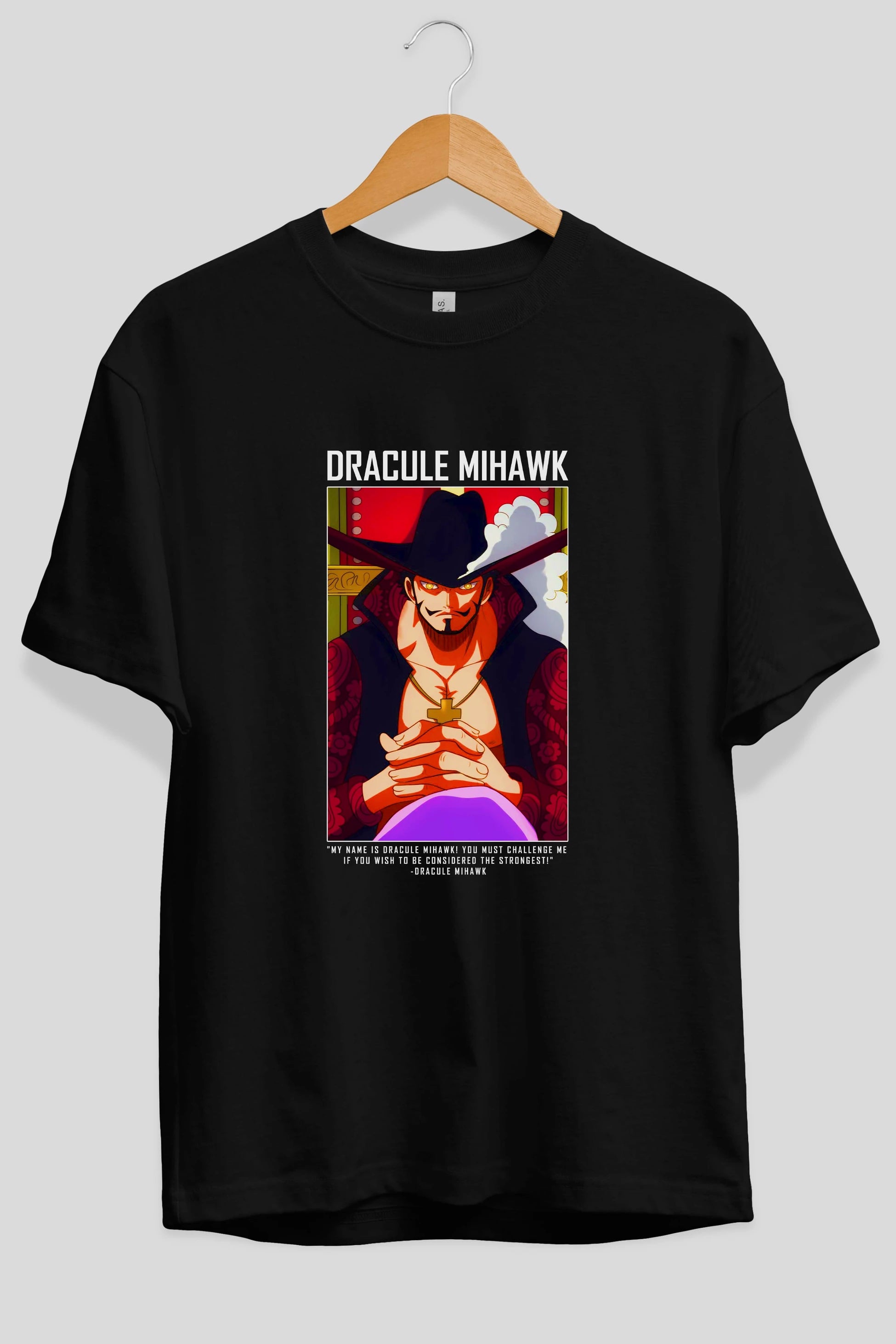 Dracule Mihawk Anime Ön Baskılı Oversize t-shirt Erkek Kadın Unisex