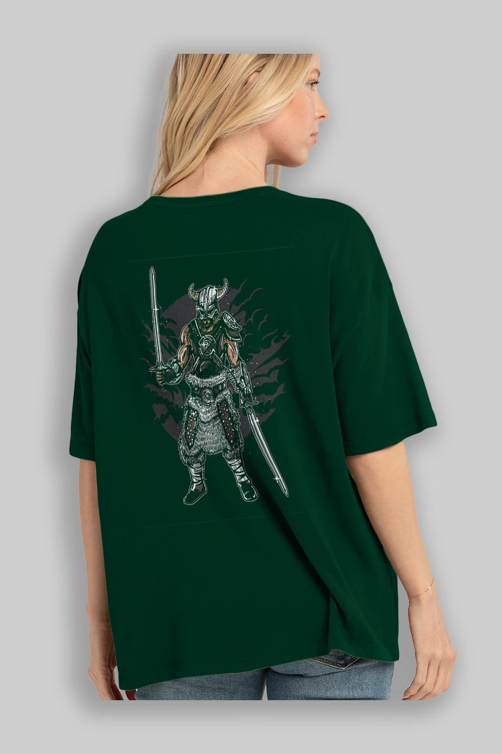 Dark Viking Arka Baskılı Oversize t-shirt Erkek Kadın Unisex %100 Pamuk
