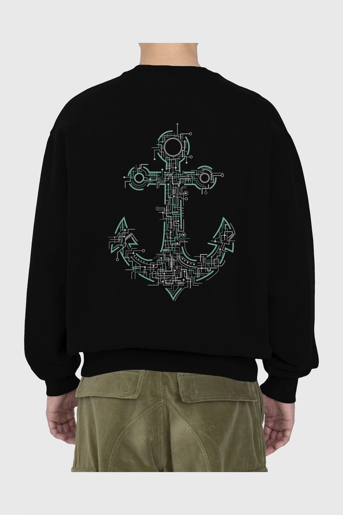 Electric Anchor Arka Baskılı Oversize Sweatshirt Erkek Kadın Unisex