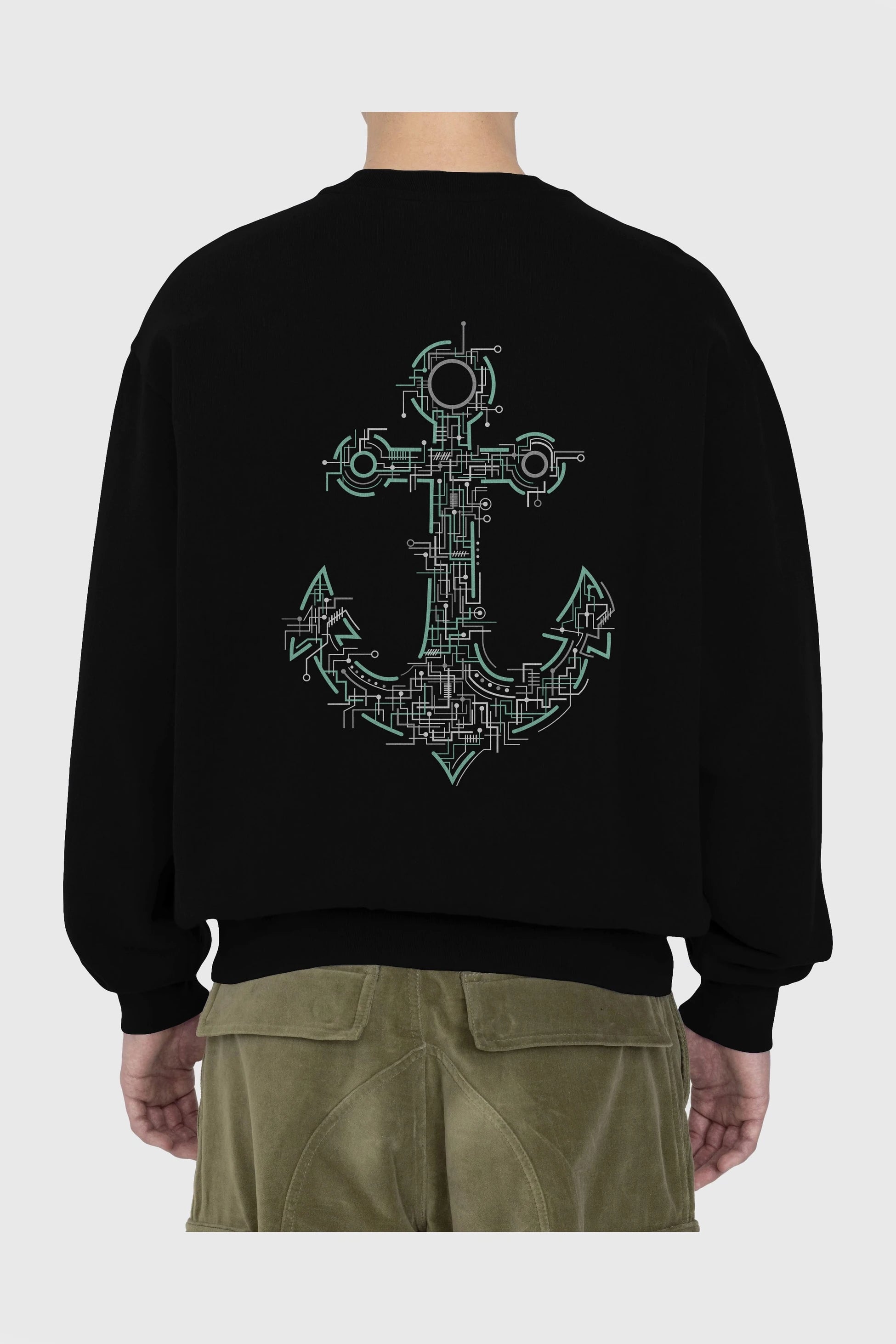 Electric Anchor Arka Baskılı Oversize Sweatshirt Erkek Kadın Unisex