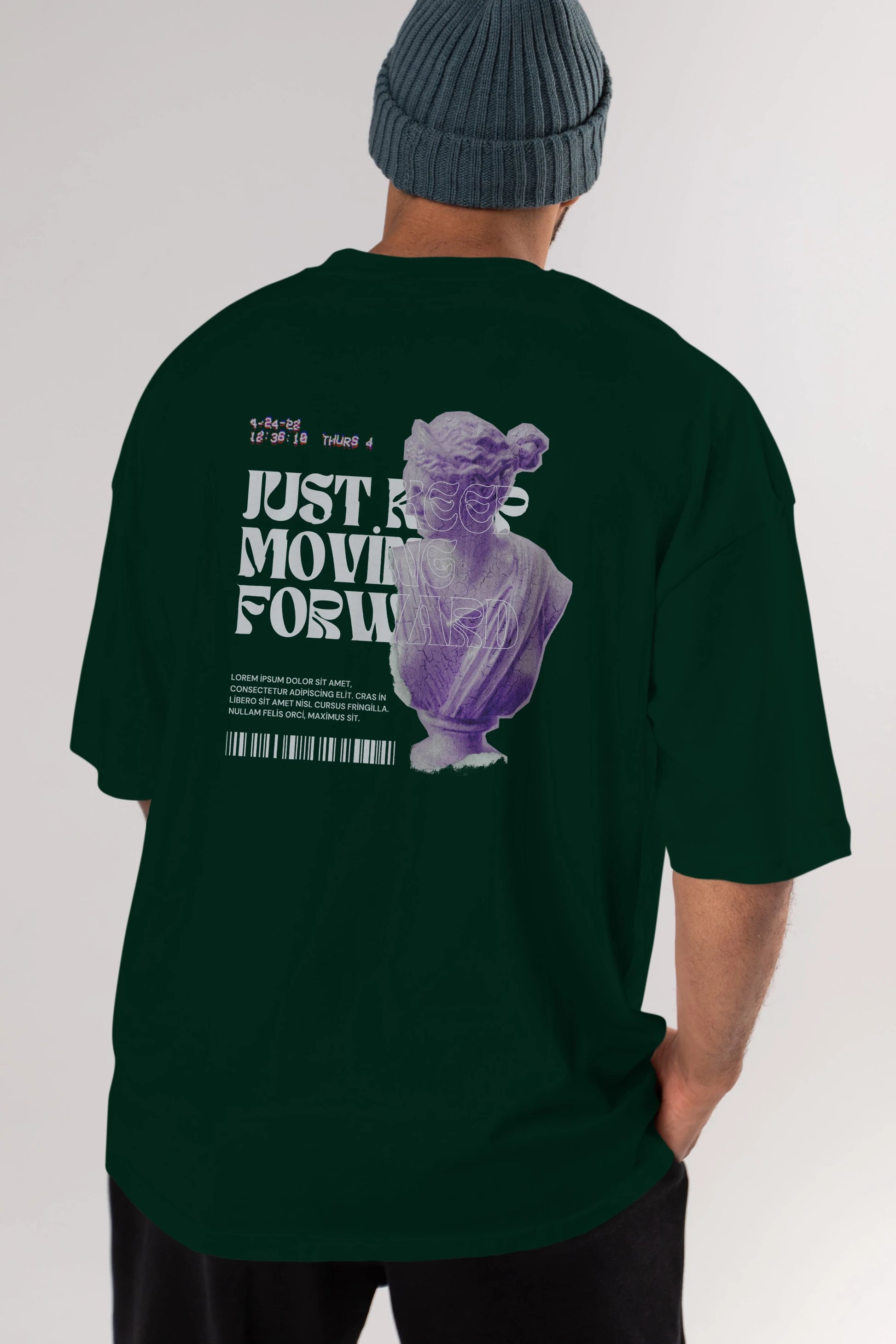Just Keep Moving Forward Yazılı Arka Baskılı Oversize t-shirt Erkek Kadın Unisex