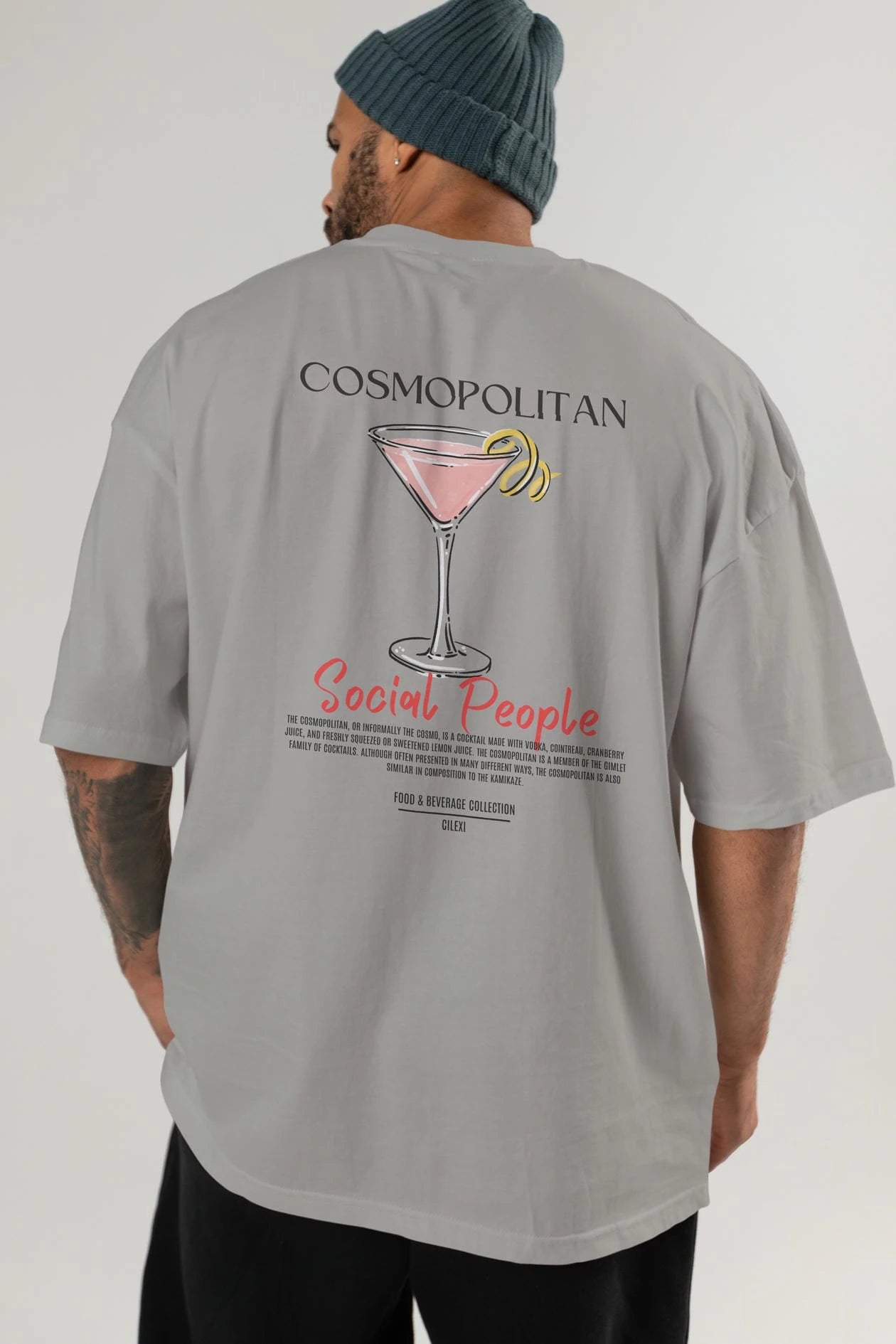 Cosmopolıtan Kokteyl Serisi Baskılı Oversize t-shirt Erkek Kadın Unisex %100 Pamuk Bisiklet Yaka tişort