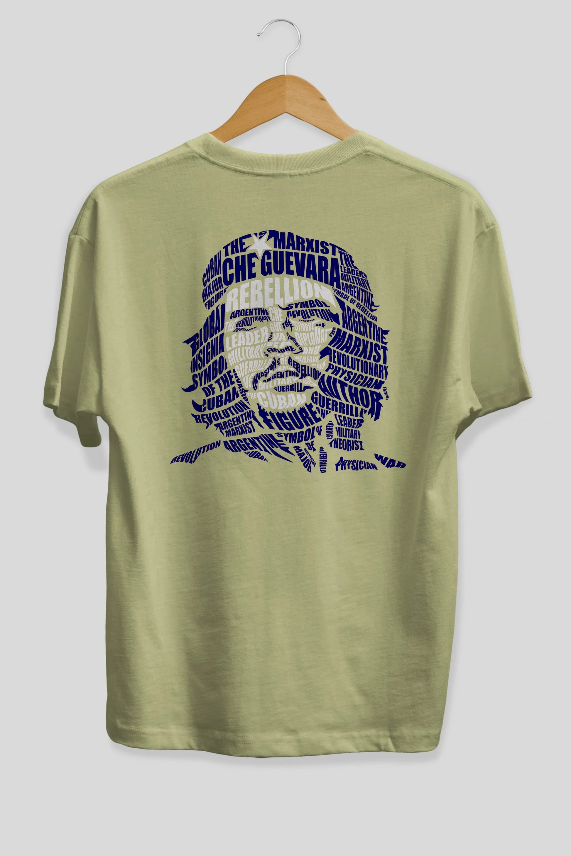 Che Guevara Calligram Arka Baskılı Oversize t-shirt %100 pamuk Erkek Kadın Unisex