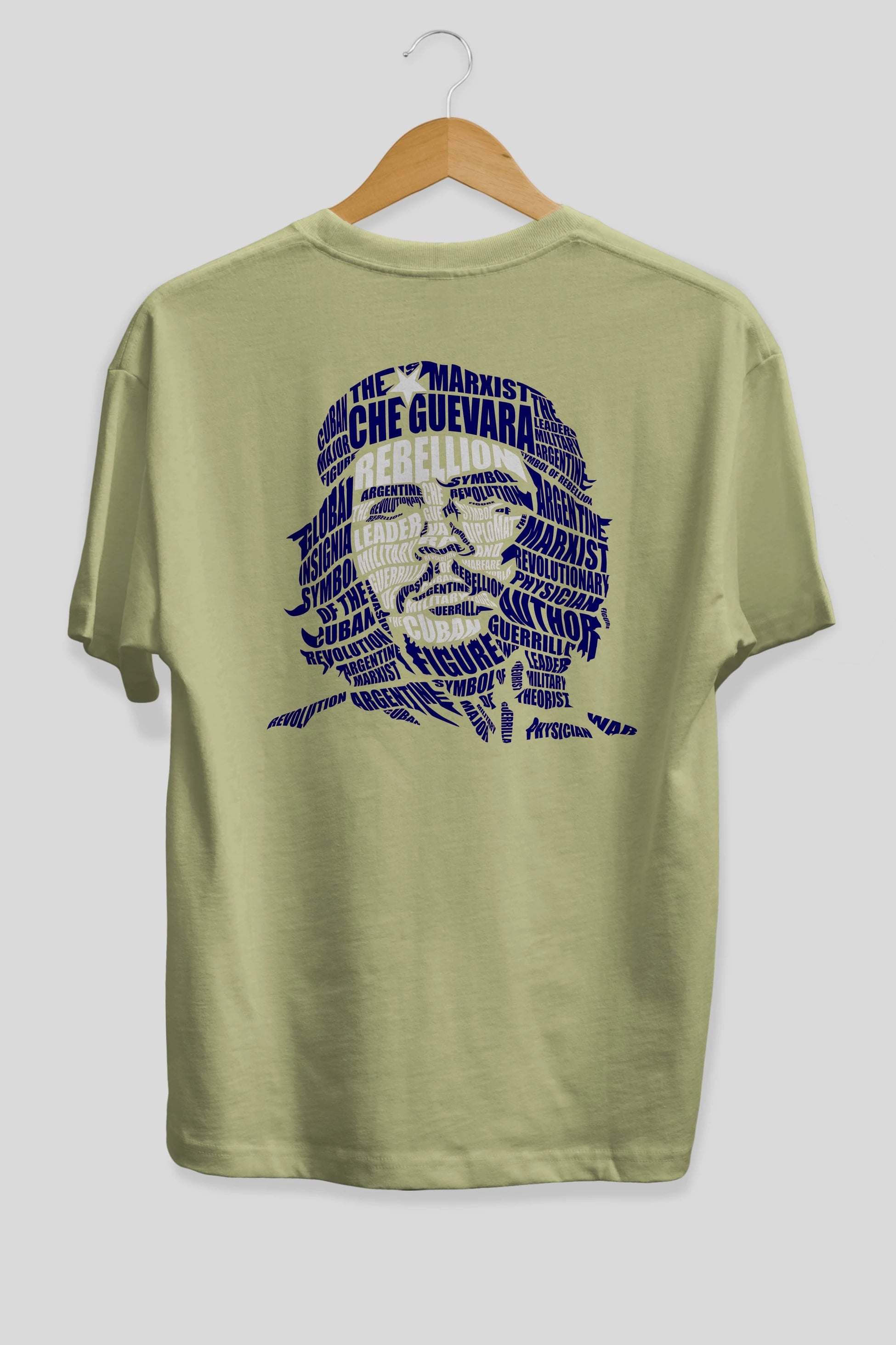 Che Guevara Calligram Arka Baskılı Oversize t-shirt %100 pamuk Erkek Kadın Unisex