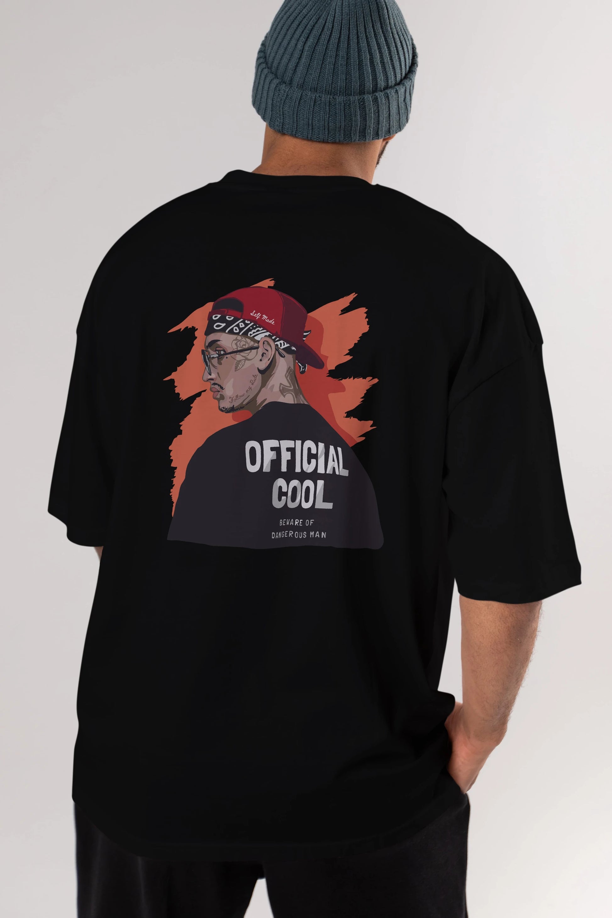Official Cool Arka Baskılı Oversize t-shirt Erkek Kadın Unisex