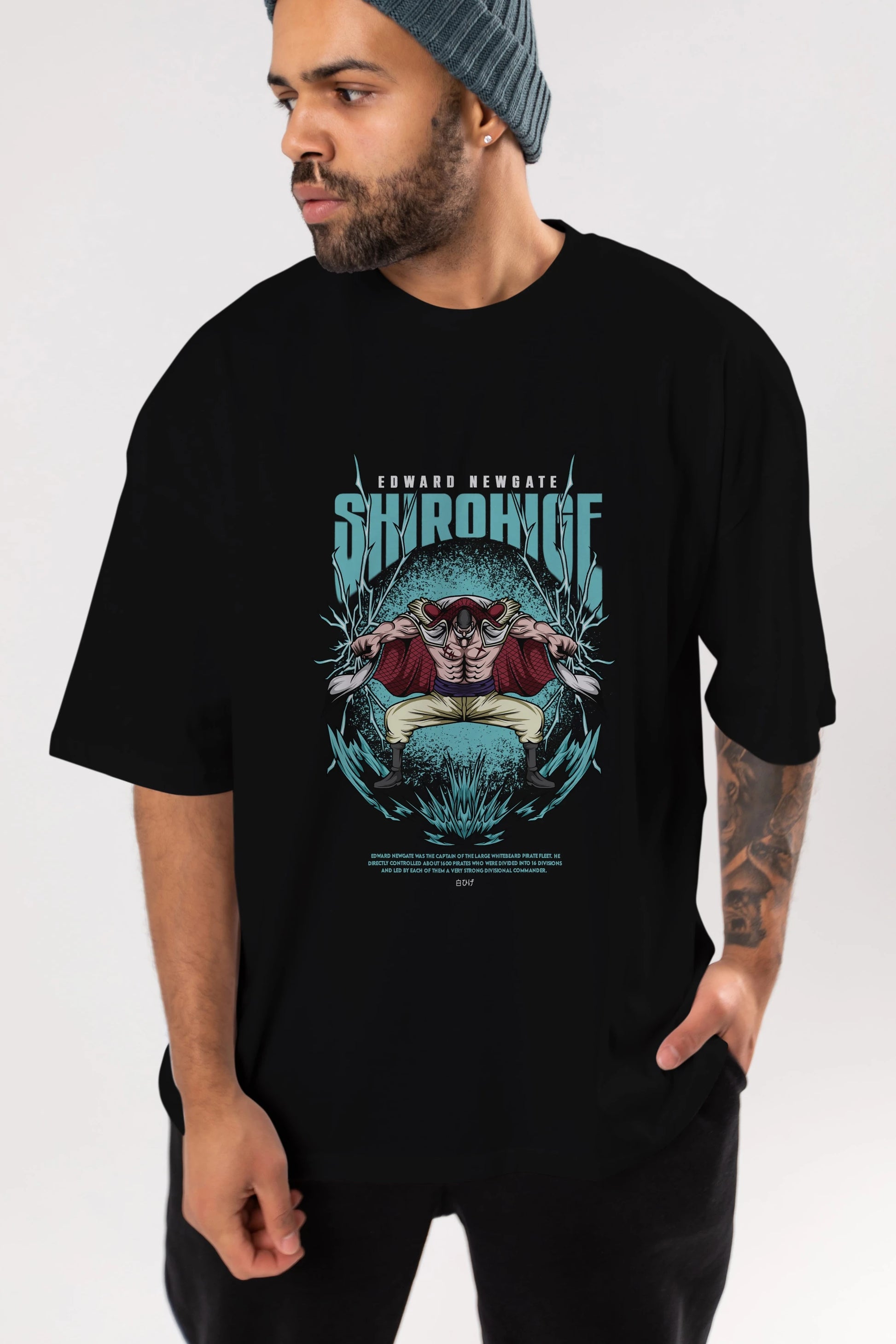 Shirohige Anime Ön Baskılı Oversize t-shirt %100 pamuk Erkek Kadın Unisex