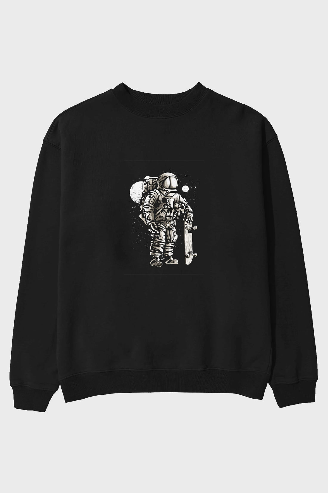 Astronaut Skater Ön Baskılı Oversize Sweatshirt Erkek Kadın Unisex