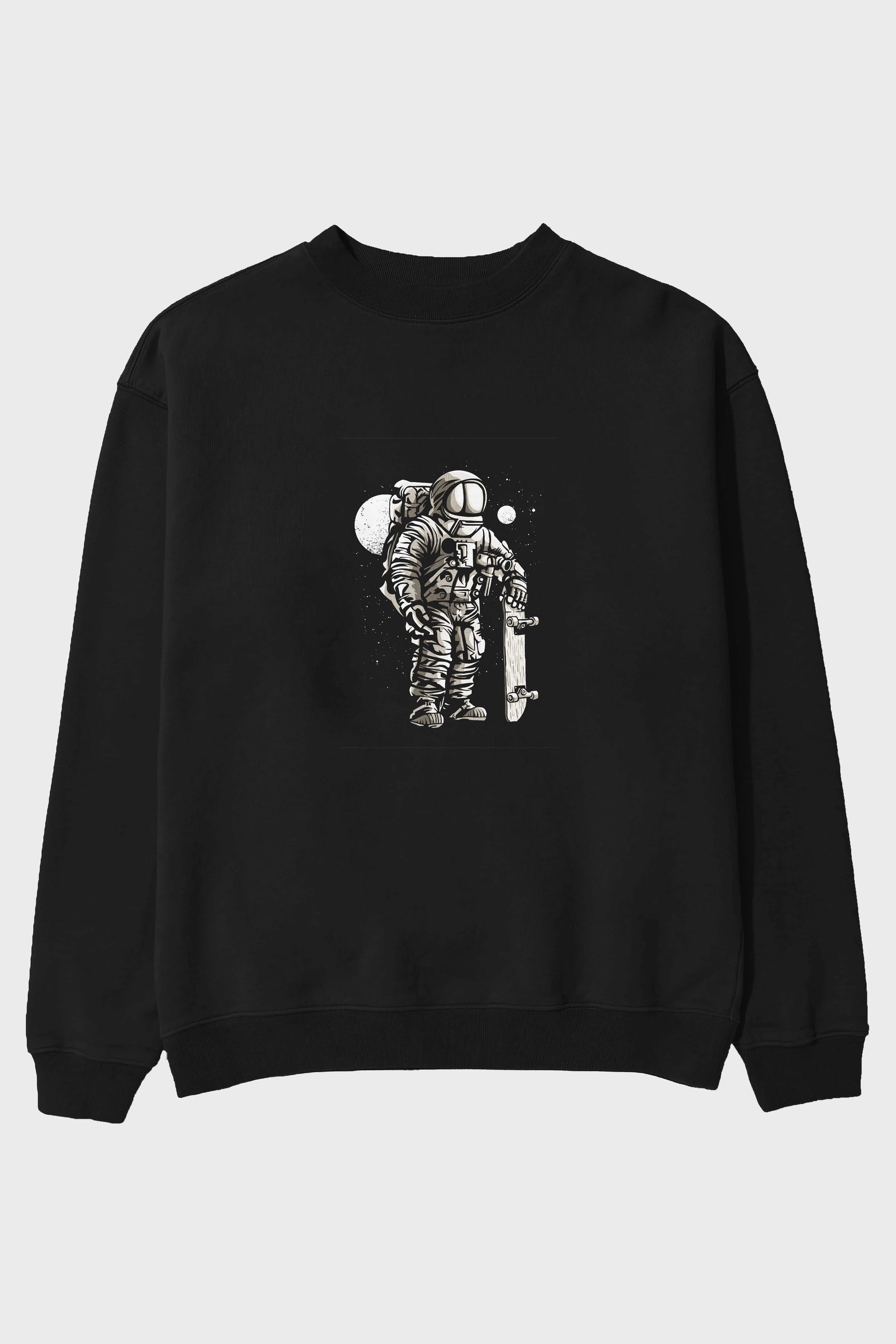 Astronaut Skater Ön Baskılı Oversize Sweatshirt Erkek Kadın Unisex