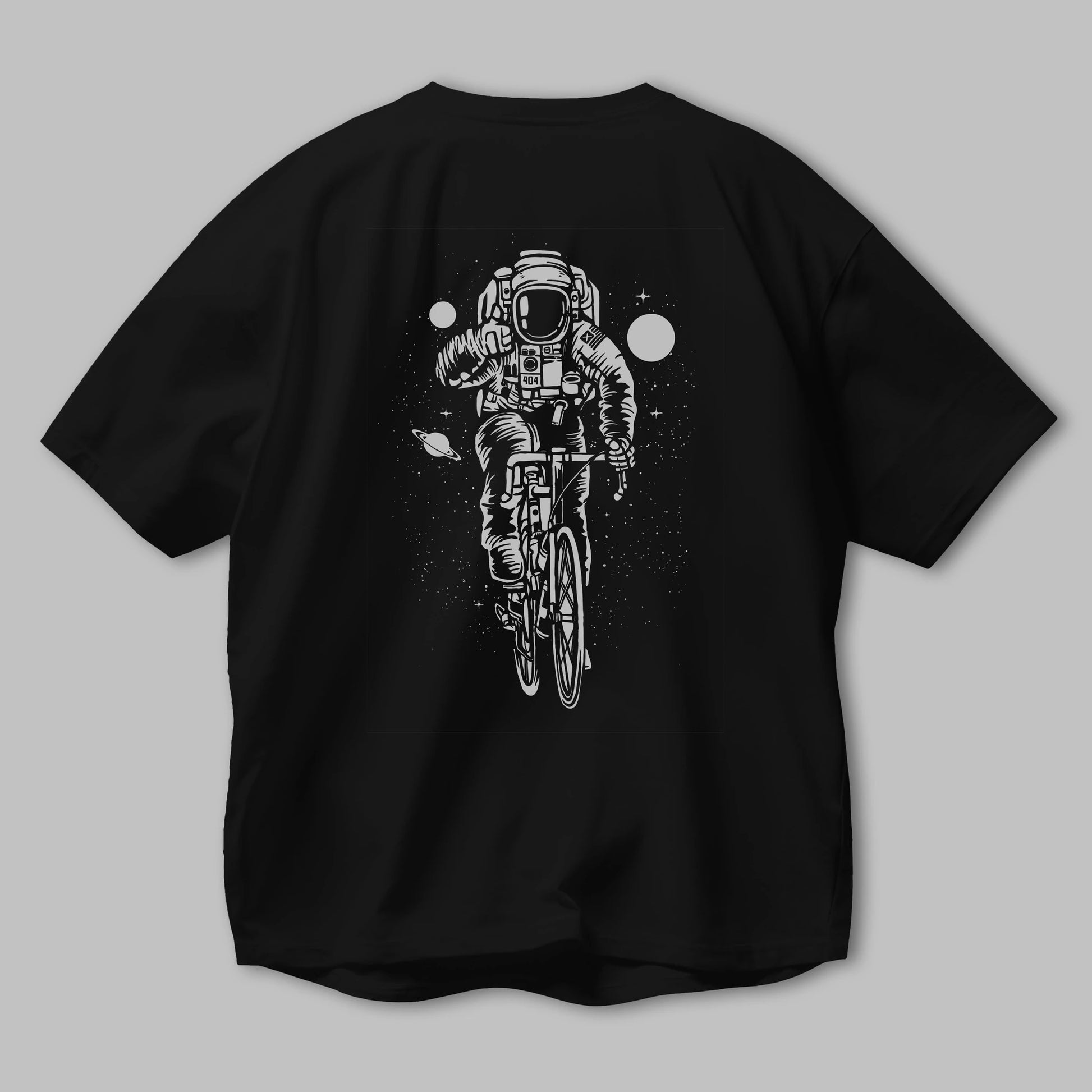 Astronaut Bicycle Arka Baskılı Oversize t-shirt Erkek Kadın Unisex %100 Pamuk