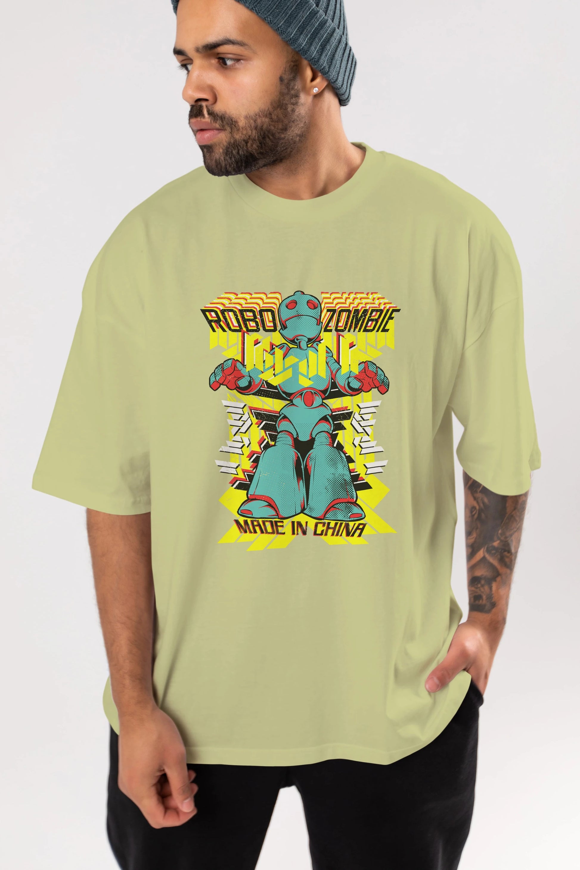 Robo Zombie Ön Baskılı Oversize t-shirt Erkek Kadın Unisex