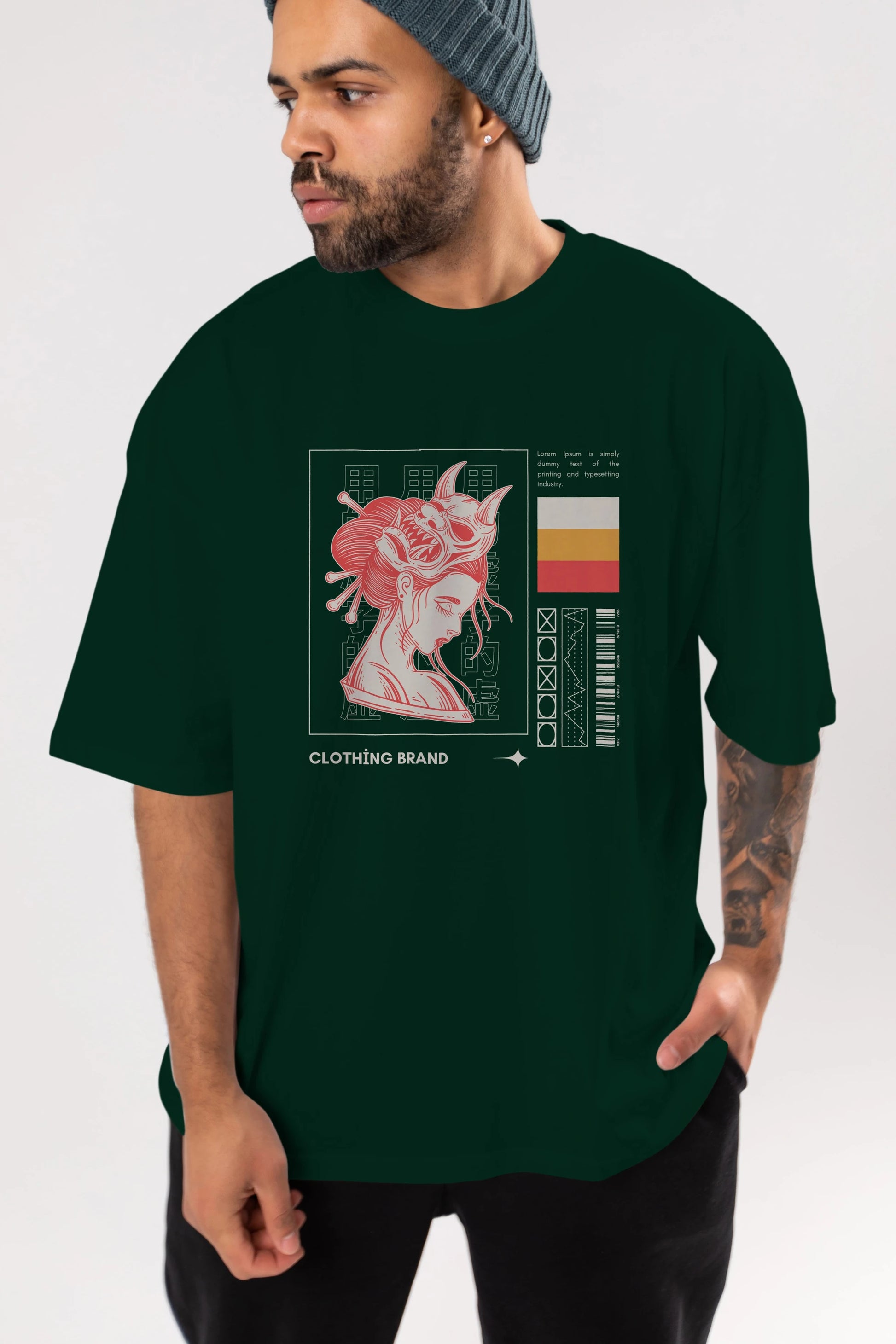 Hipster Japanese Style 2 Ön Baskılı Oversize t-shirt Erkek Kadın Unisex