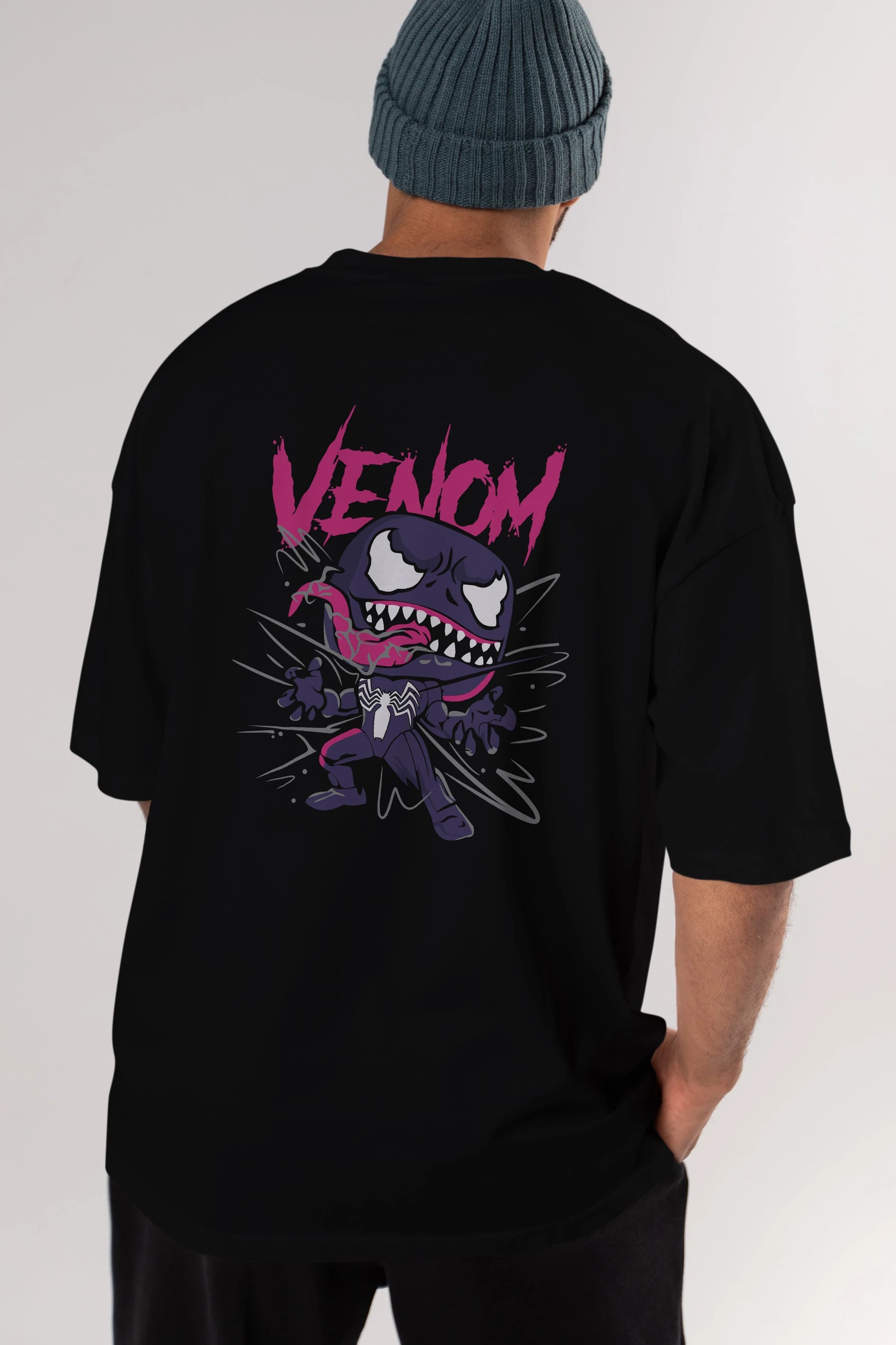 Venom (20) Arka Baskılı Oversize t-shirt Erkek Kadın Unisex %100 Pamuk Bisiklet Yaka tişort