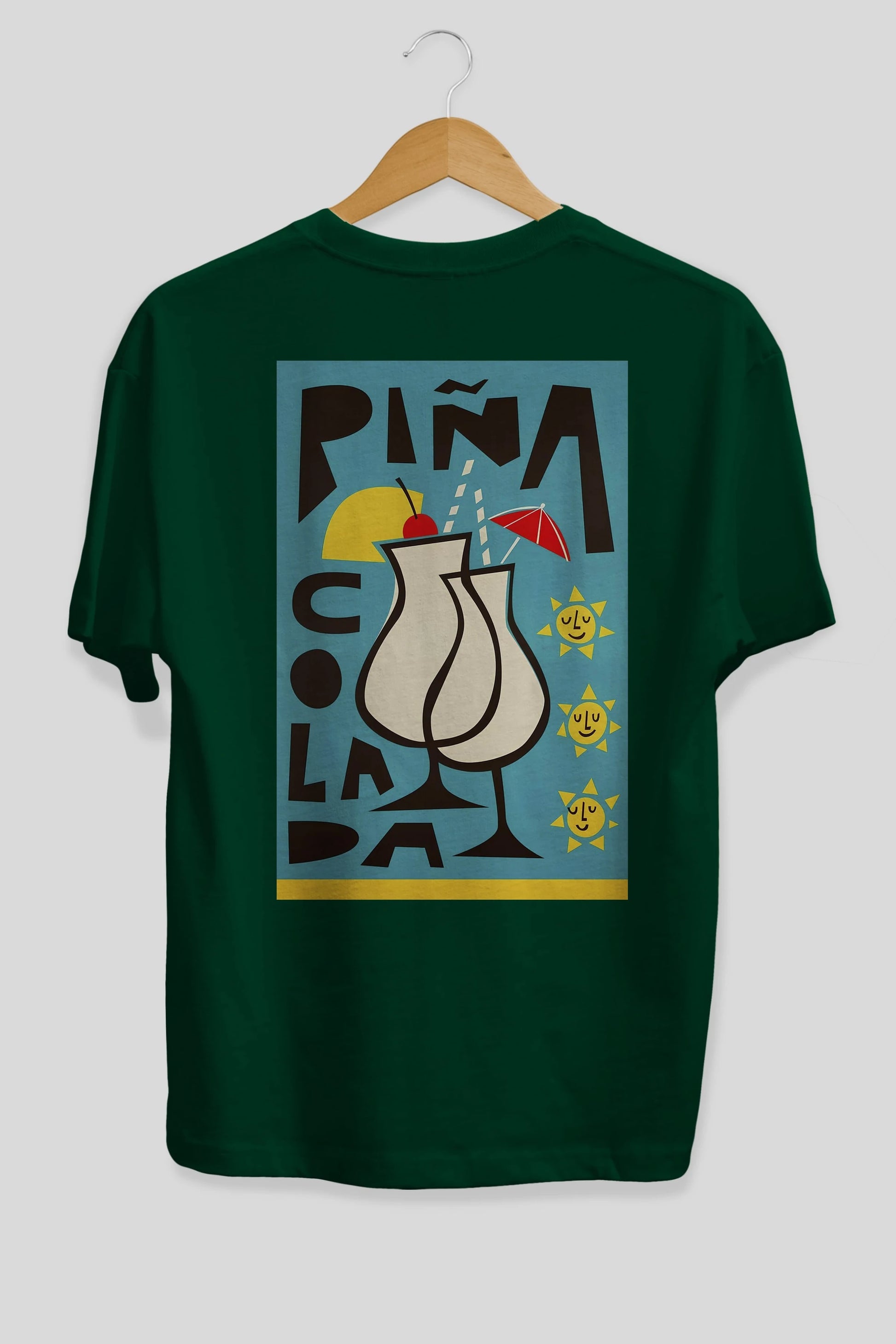Pina Colada 4 Arka Baskılı Oversize t-shirt Erkek Kadın Unisex %100 Pamuk Bisiklet Yaka tişort