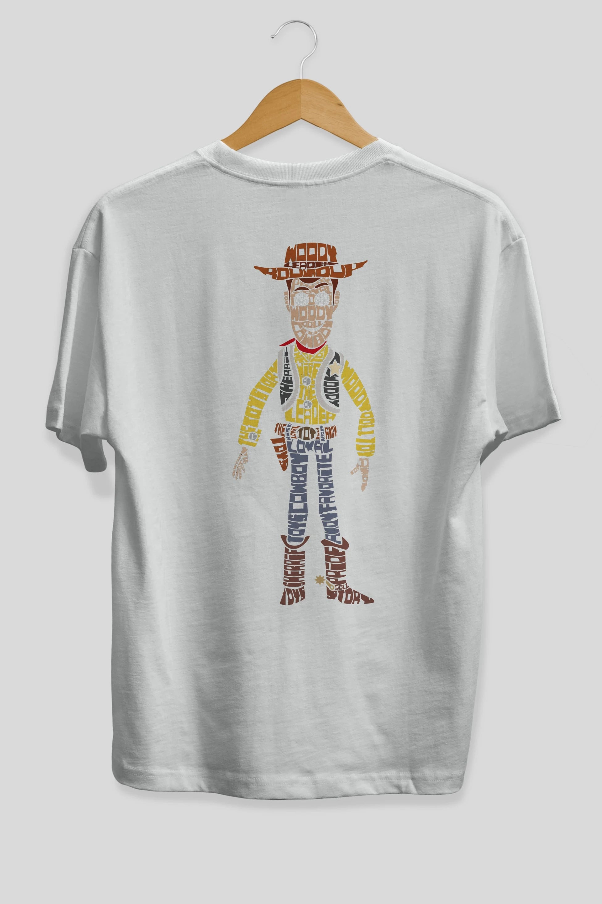 Woody Arka Baskılı Oversize t-shirt %100 pamuk Erkek Kadın Unisex
