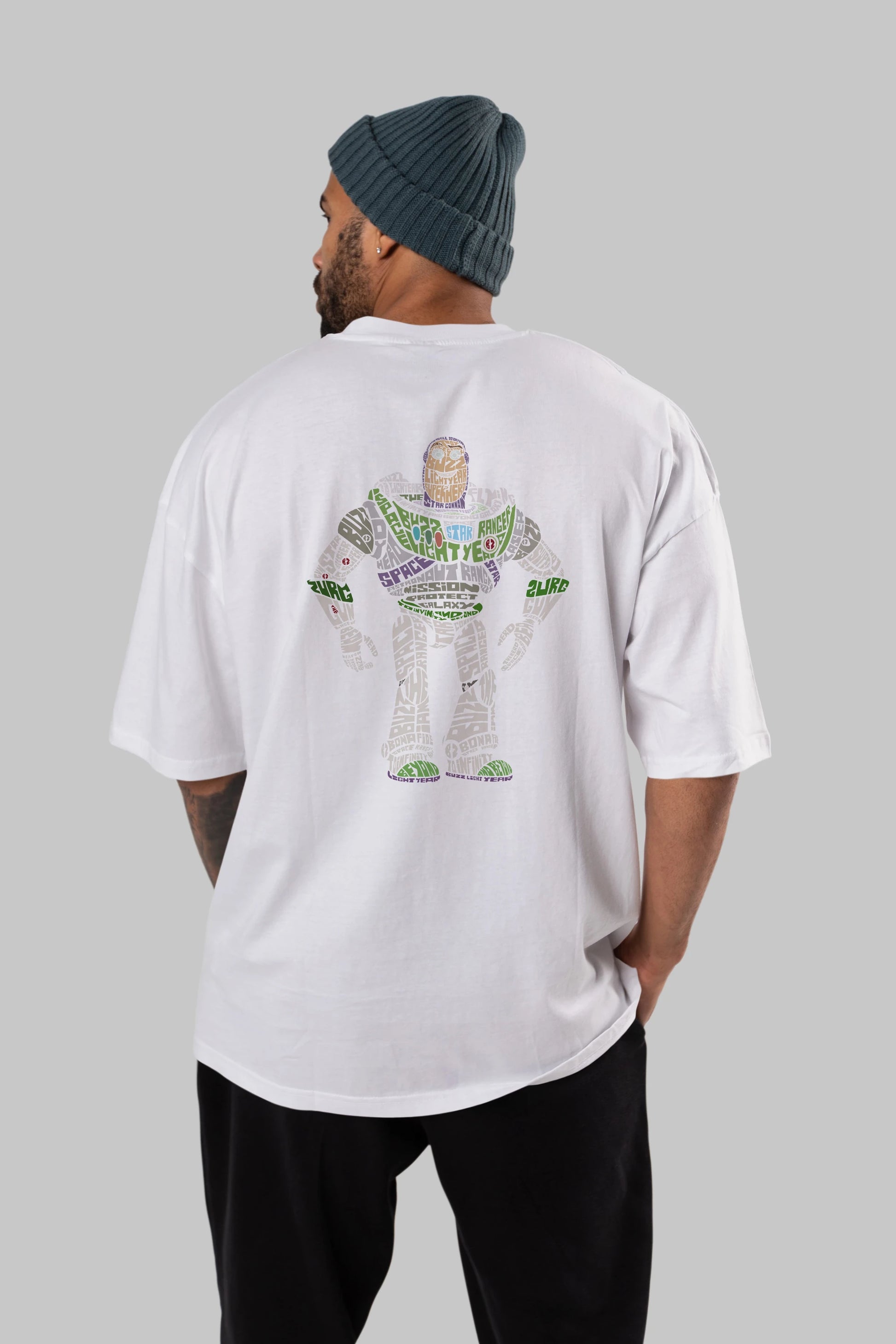 Buzz Arka Baskılı Oversize t-shirt %100 pamuk Erkek Kadın Unisex