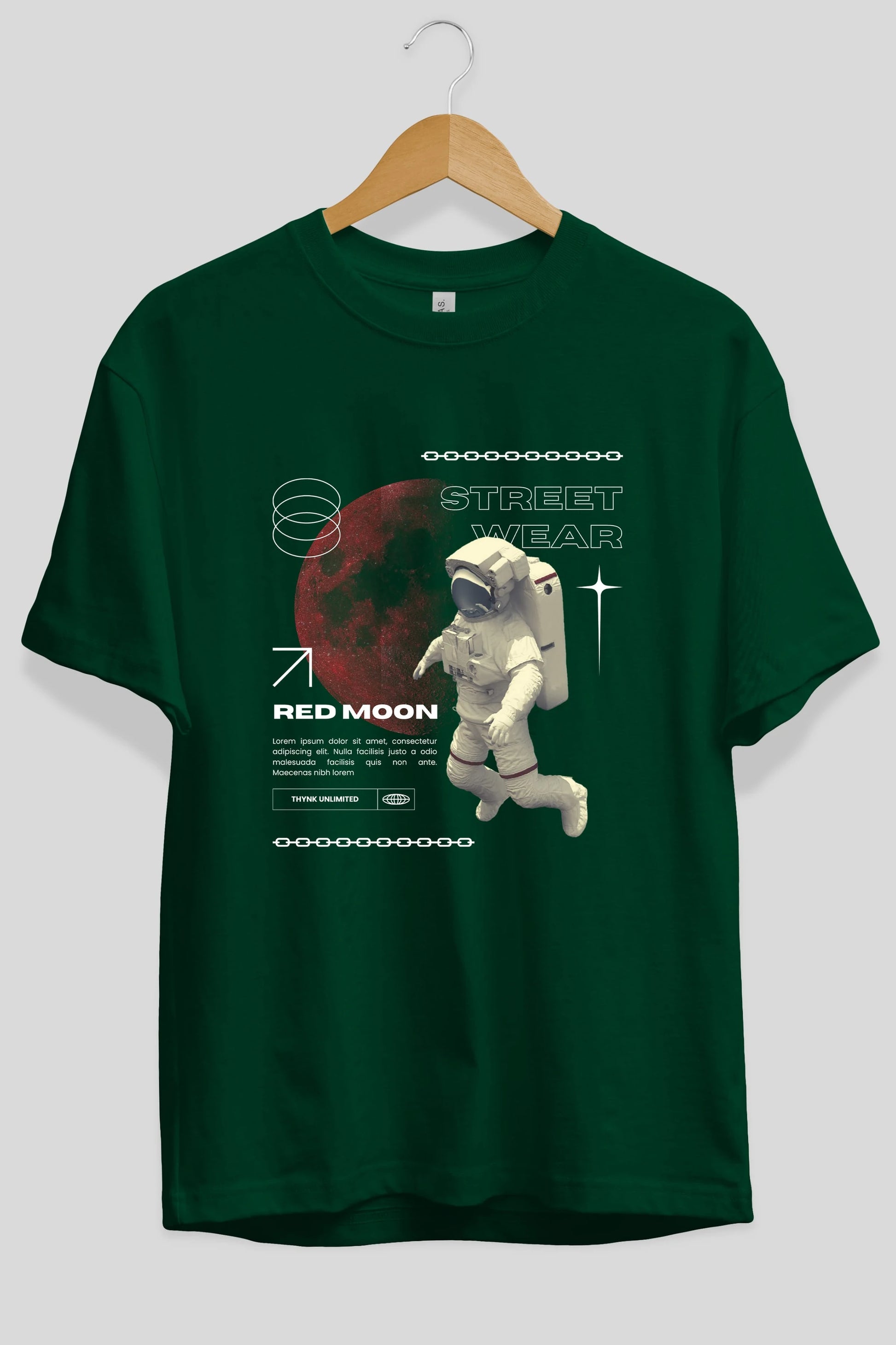Red Moon Streetwear Ön Baskılı Oversize t-shirt Erkek Kadın Unisex