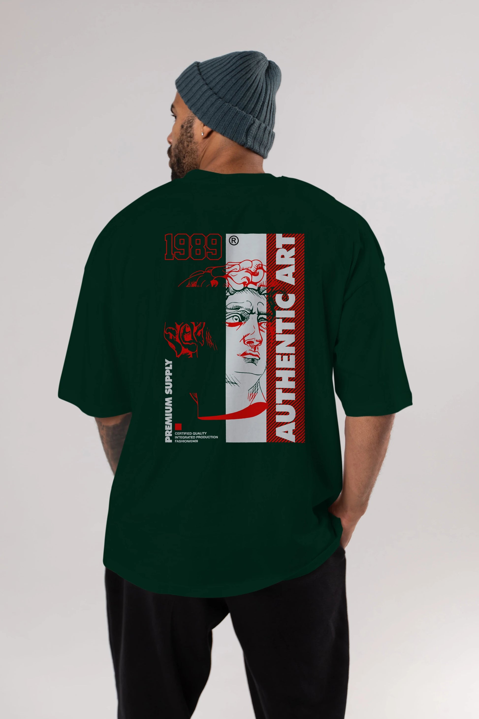Authentic Art Arka Baskılı Oversize t-shirt Erkek Kadın Unisex