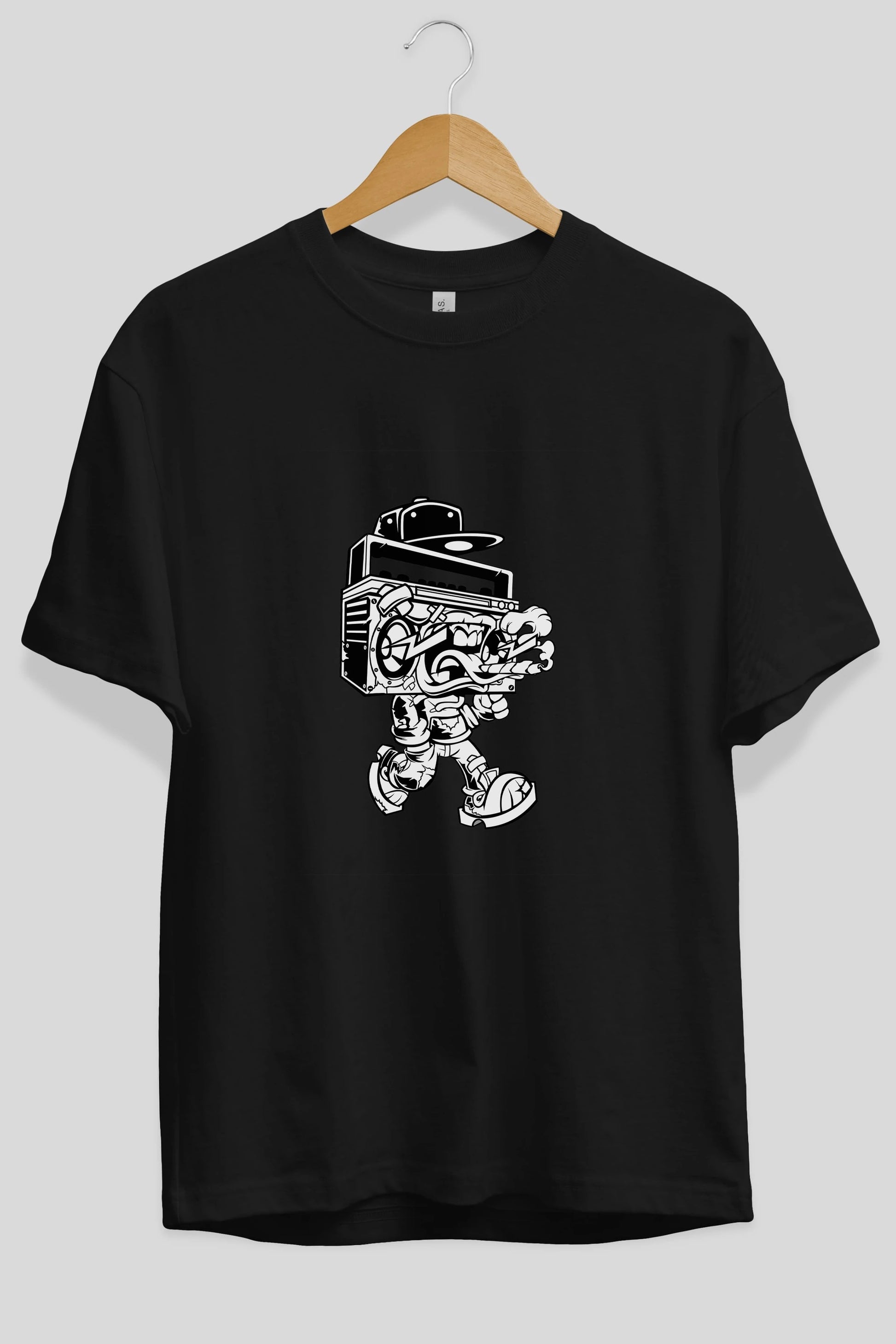 Boombox Ön Baskılı Oversize t-shirt Erkek Kadın Unisex %100 Pamuk tişort