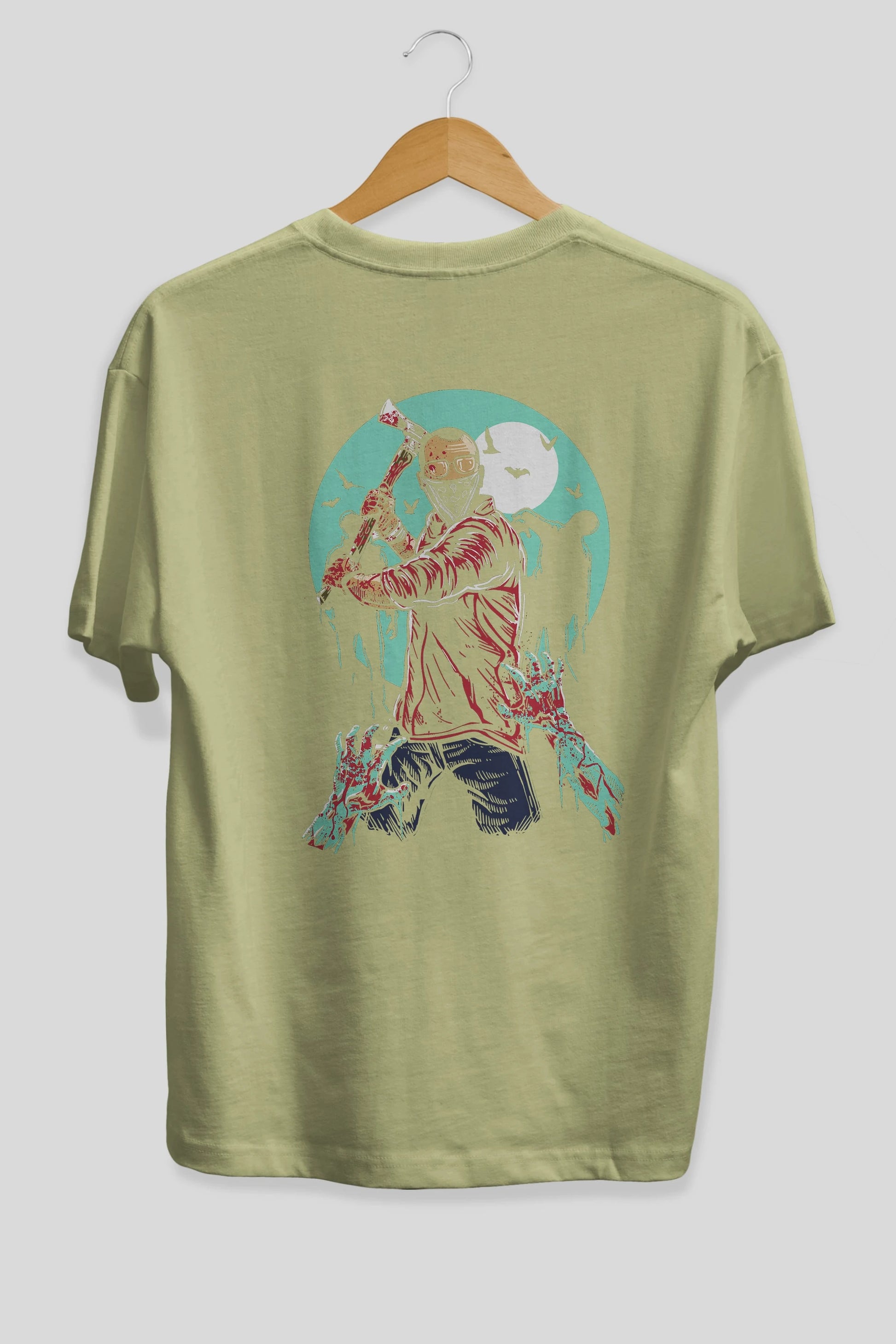 Zombie Killer Arka Baskılı Oversize t-shirt Erkek Kadın Unisex %100 Pamuk