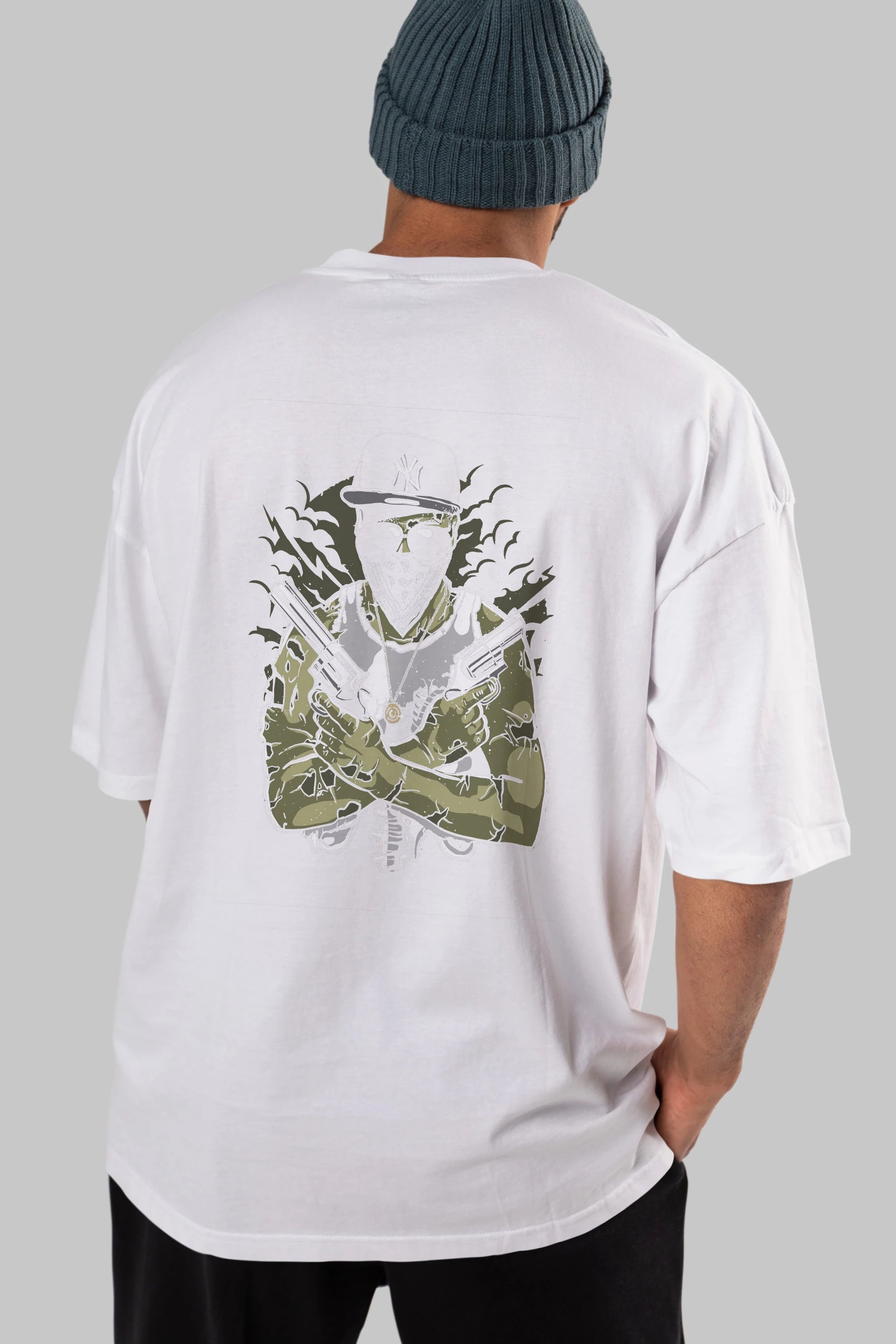 Gangsta Zombie Arka Baskılı Oversize t-shirt Erkek Kadın Unisex %100 Pamuk