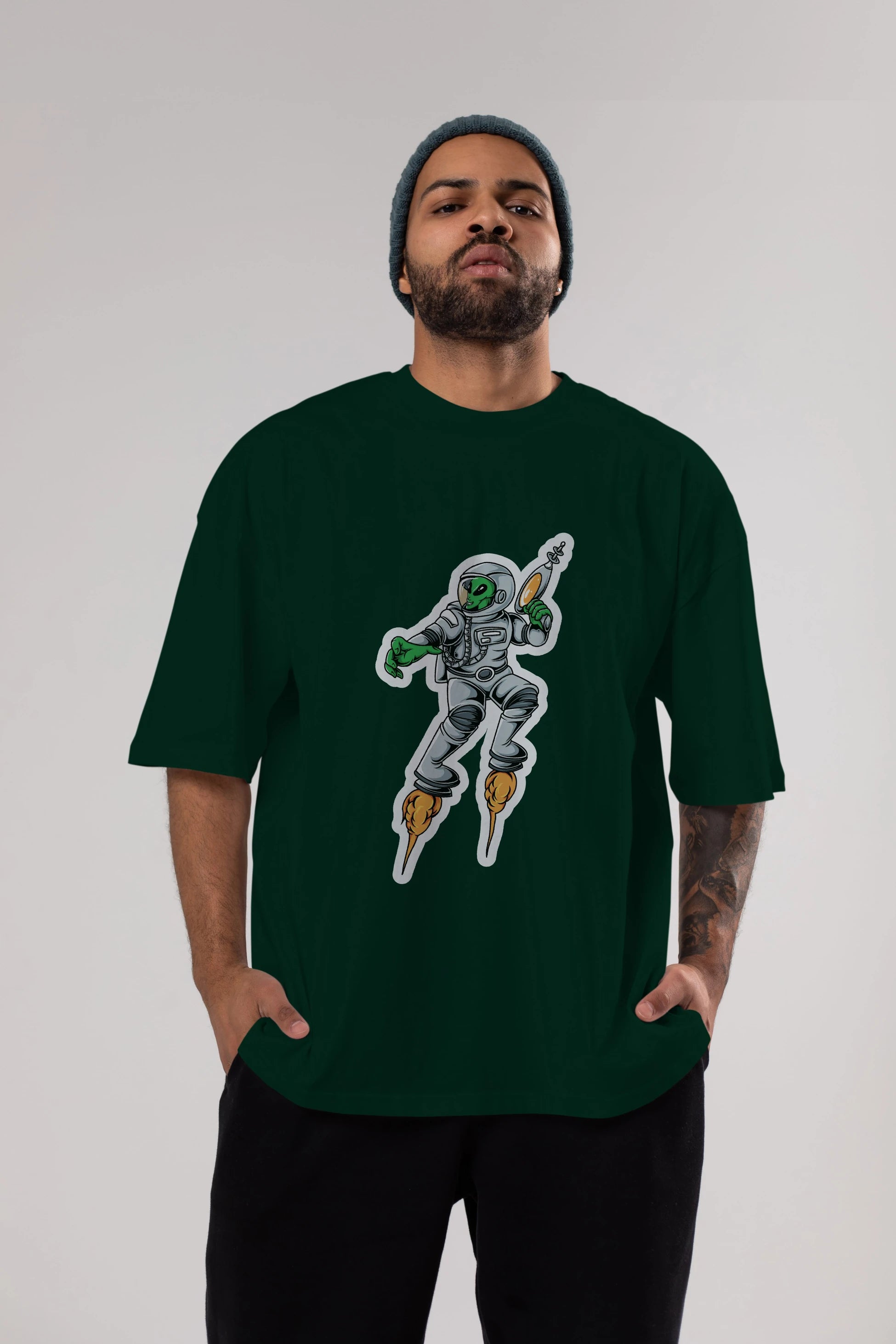 Alien Wars Sticker Ön Baskılı Oversize t-shirt Erkek Kadın Unisex