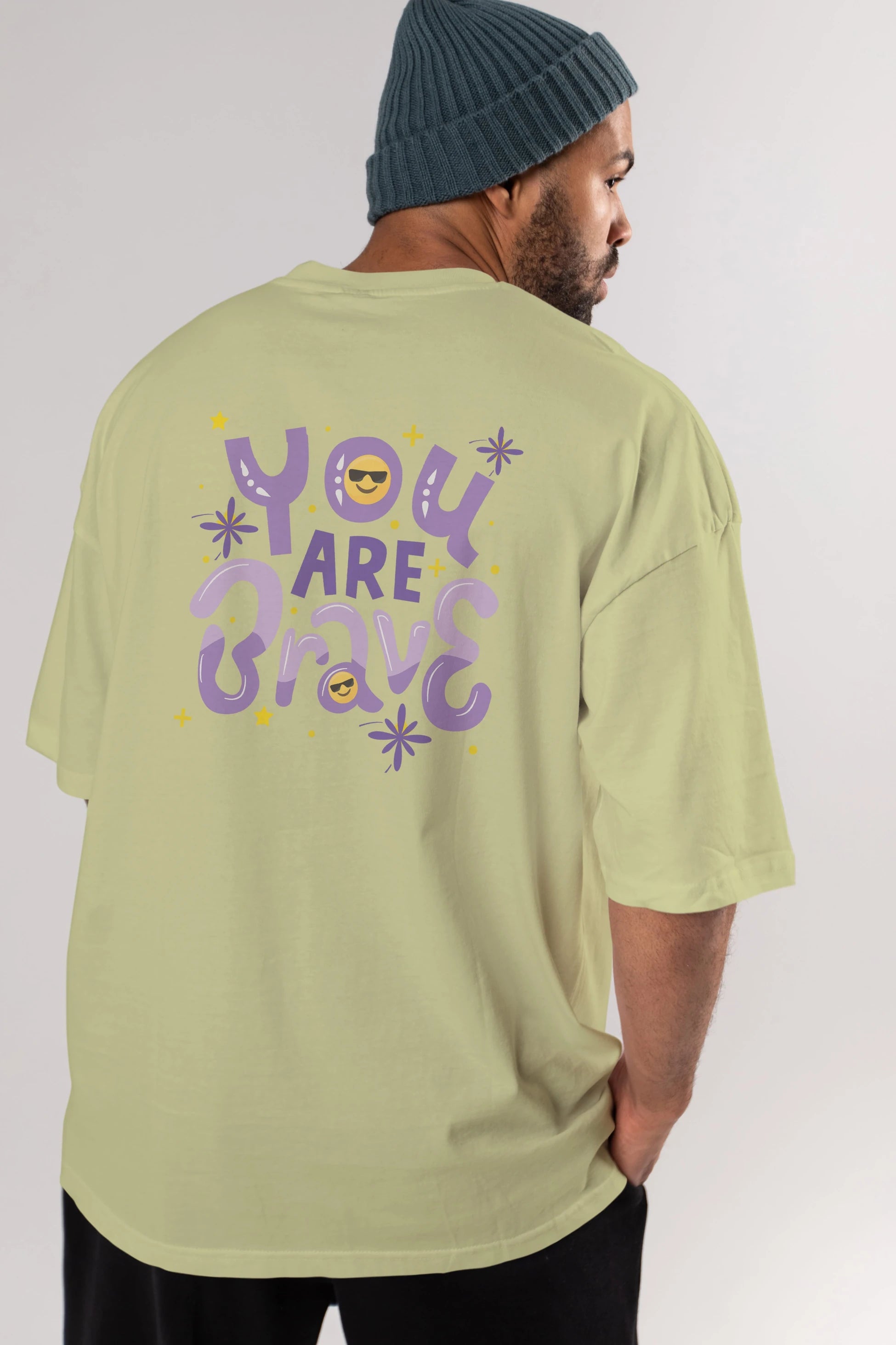 You Are Brave Yazılı Arka Baskılı Oversize t-shirt Erkek Kadın Unisex