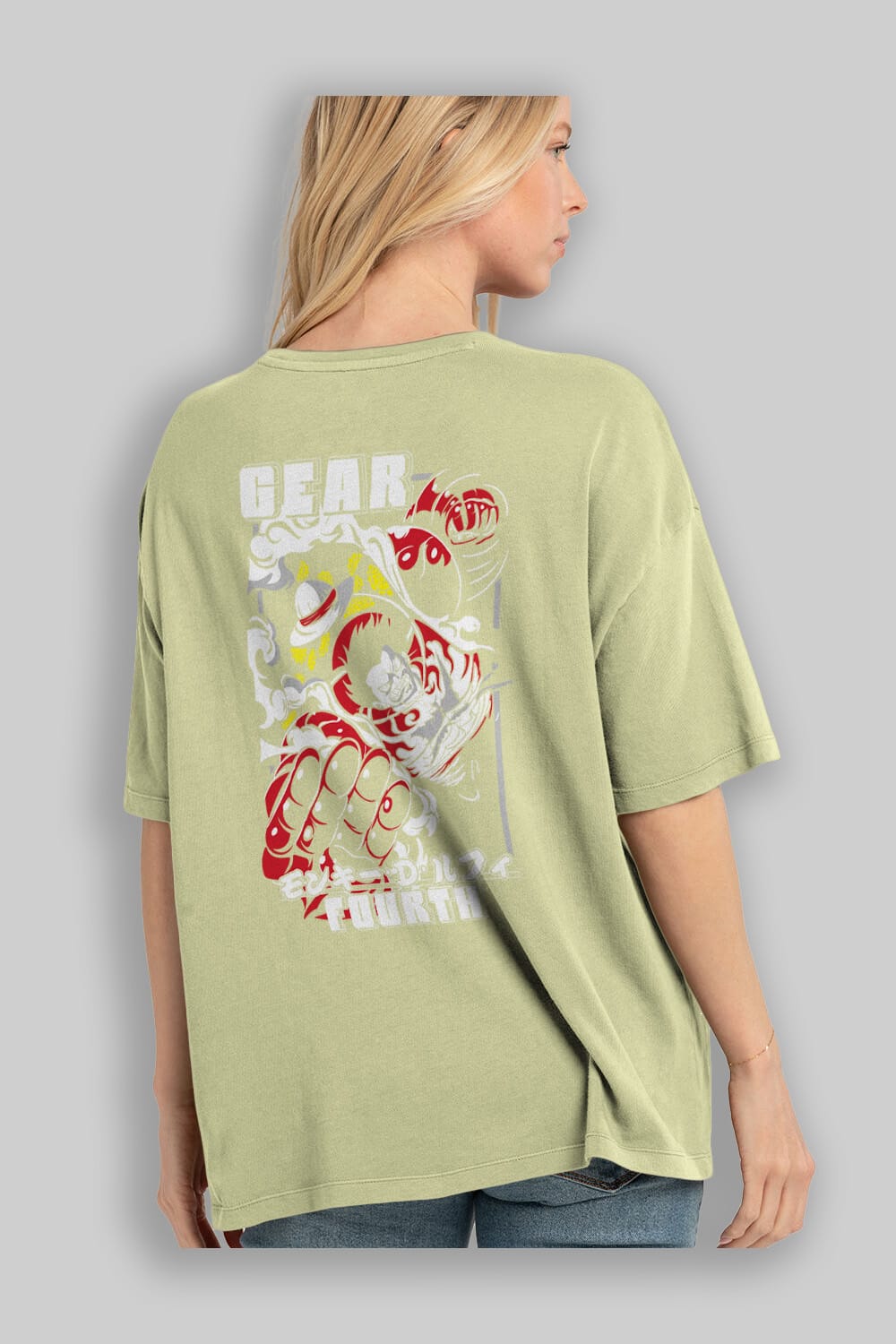 LUFFY gear fourth Anime Arka Baskılı Oversize t-shirt Erkek Kadın Unisex